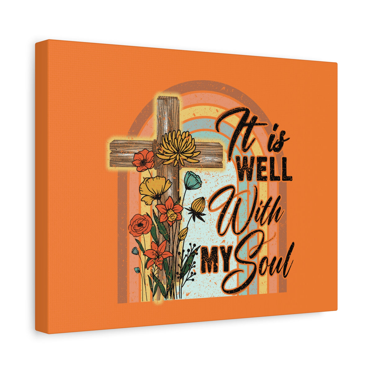 Scripture Canvas With My Soul Psalm 42:7 Bright Orange Christian Wall Art Bible Verse Print Ready to Hang-Express Your Love Gifts