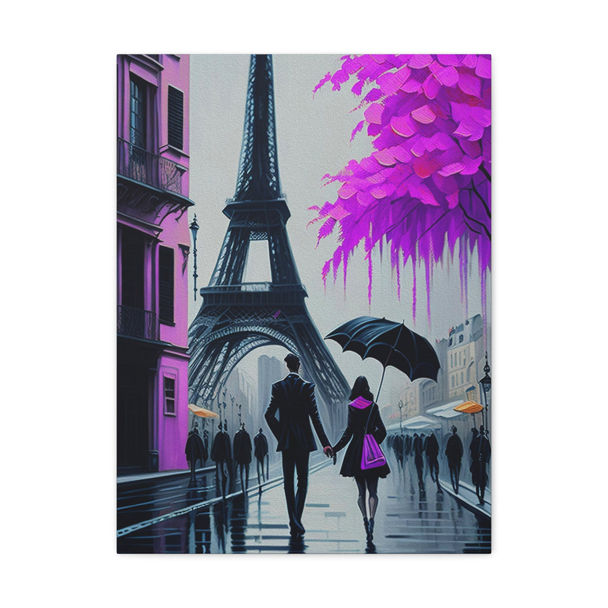 Romantic Couple Paris Eiffel Tower France Canvas Artwork High-Quality Breathtaking French City for Home Decor Ready to Hang-Express Your Love Gifts