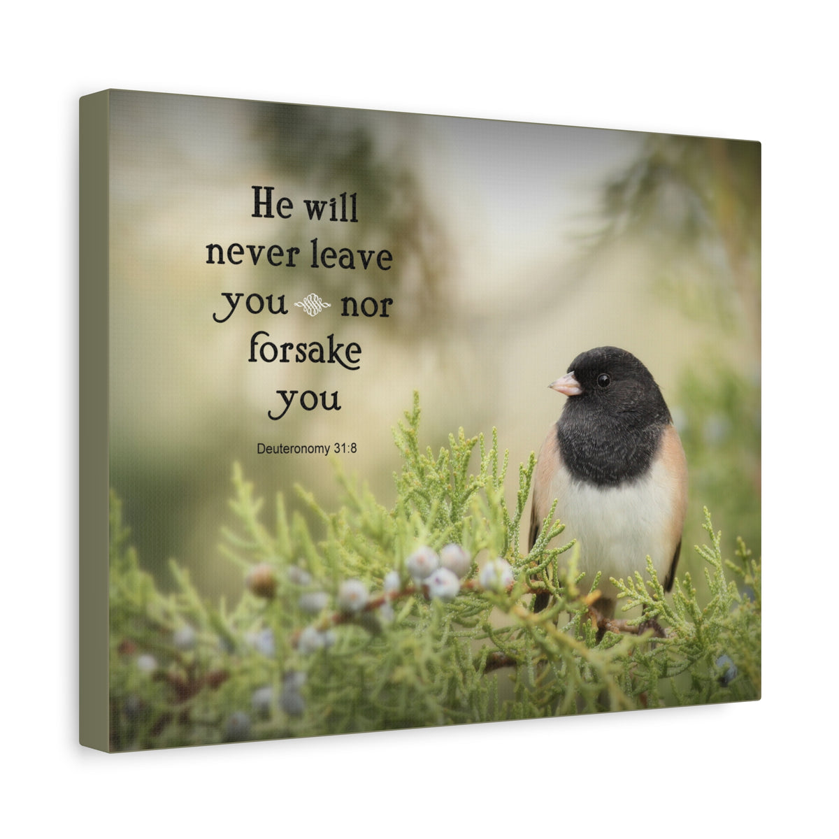 Scripture Canvas Never Forsake Deuteronomy 31:8 Christian Wall Art Bible Verse Print Ready to Hang-Express Your Love Gifts
