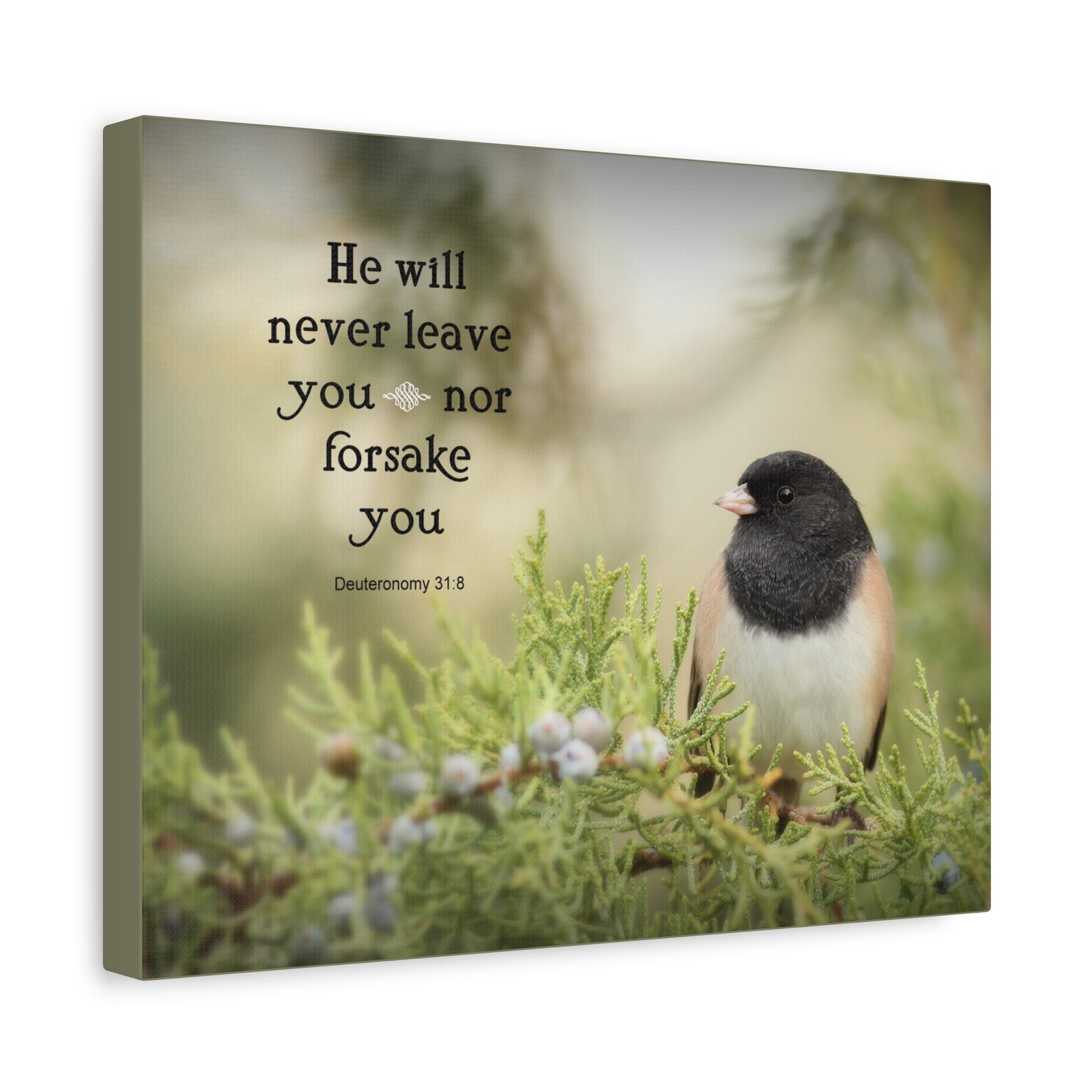 Scripture Canvas Never Forsake Deuteronomy 31:8 Christian Wall Art Bible Verse Print Ready to Hang-Express Your Love Gifts