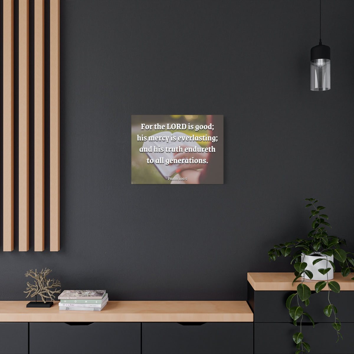 Scripture Canvas Mercy Is Everlasting Psalms 100:5 Christian Wall Art Bible Verse Print Ready to Hang-Express Your Love Gifts