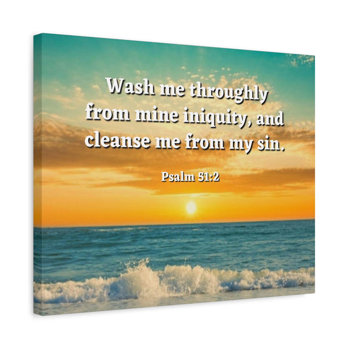 Scripture Canvas Washed Away Psalm 51:2 Christian Wall Art Bible Verse Print Ready to Hang-Express Your Love Gifts