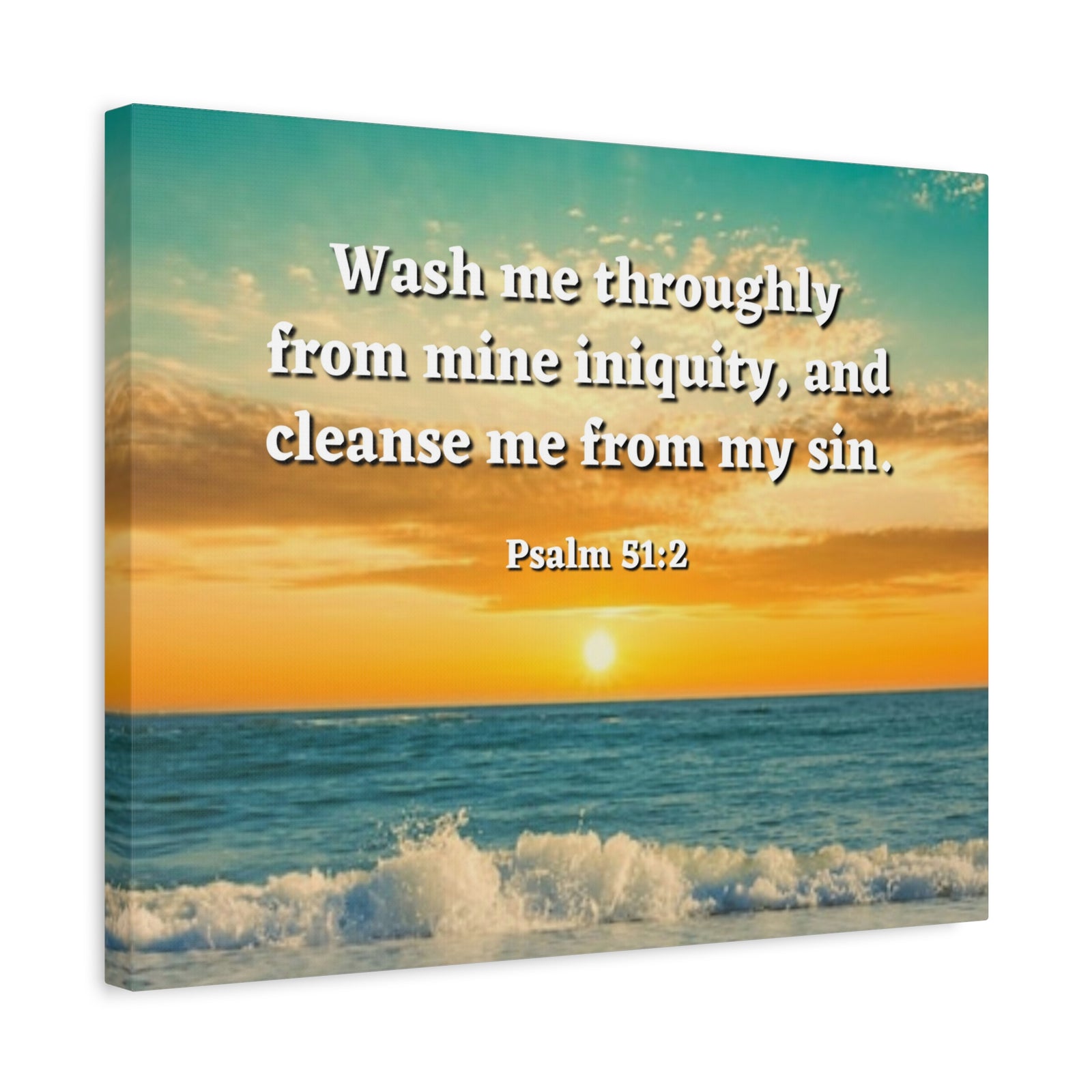 Scripture Canvas Washed Away Psalm 51:2 Christian Wall Art Bible Verse Print Ready to Hang-Express Your Love Gifts