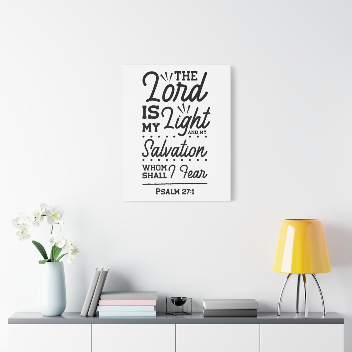 Scripture Canvas Lord Is My Light Psalm 27:1 Christian Wall Art Bible Verse Print Ready to Hang-Express Your Love Gifts