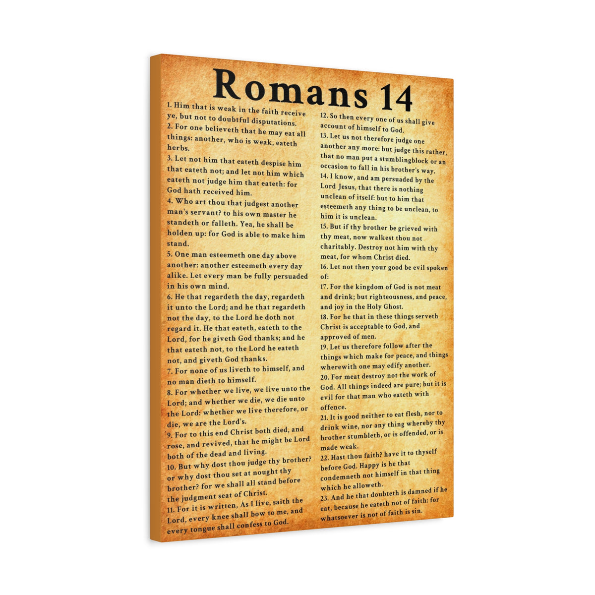 Scripture Walls Romans 14 Gold Bible Verse Canvas Christian Wall Art Ready to Hang Unframed-Express Your Love Gifts