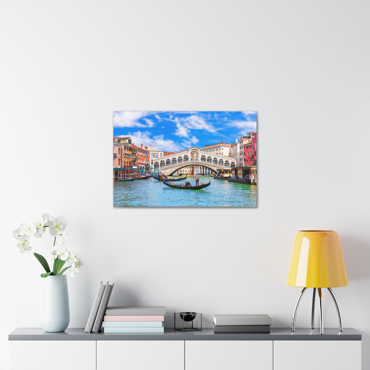 Rialto Bridge Venice Modern Multicolor Scenic Nature Photography Canvas Home Office Decor Ready to Hang-Express Your Love Gifts