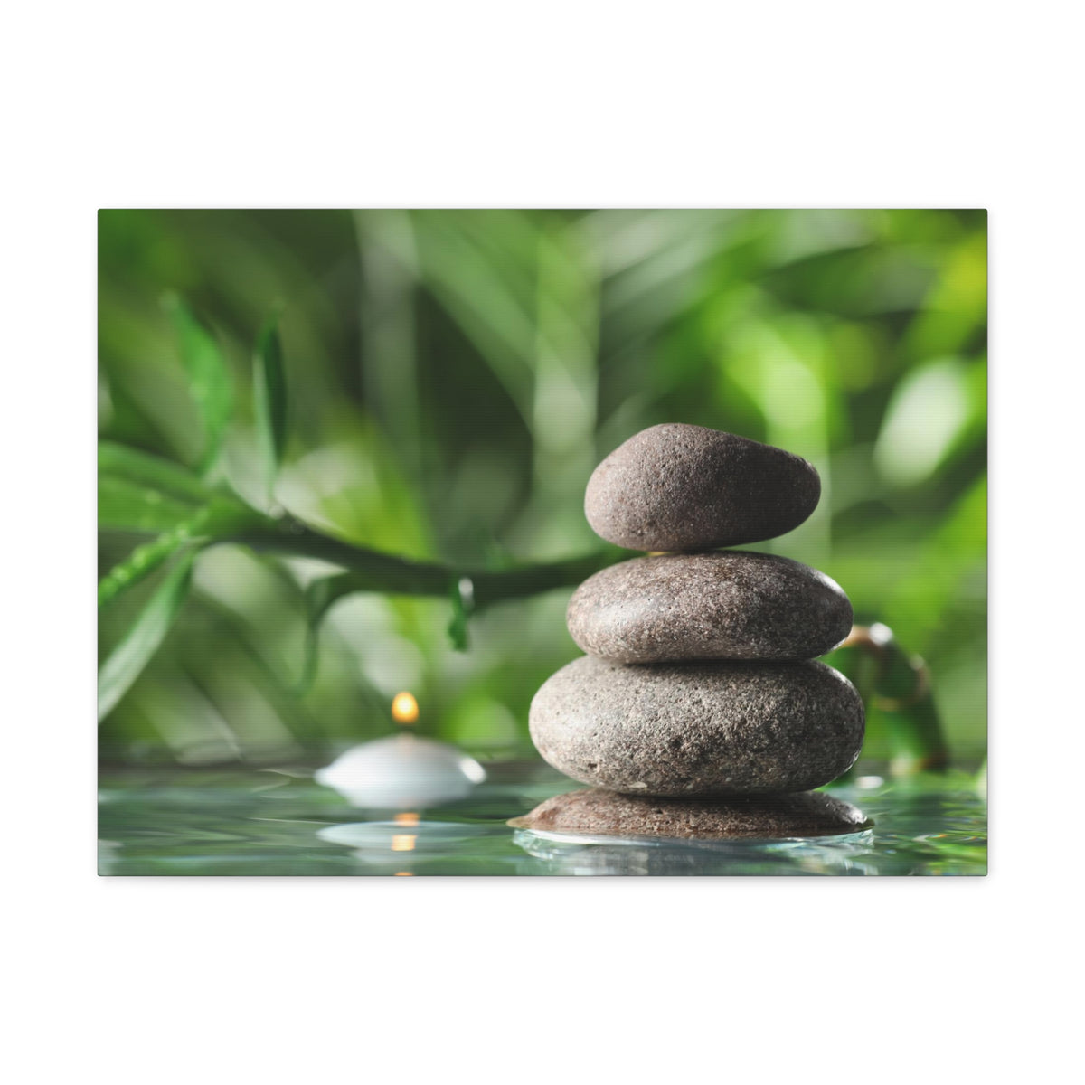 Candle with Bamboo Stem Forest Floral Nature Photography Canvas Wall Art for Home Decor Ready-to-Hang-Express Your Love Gifts