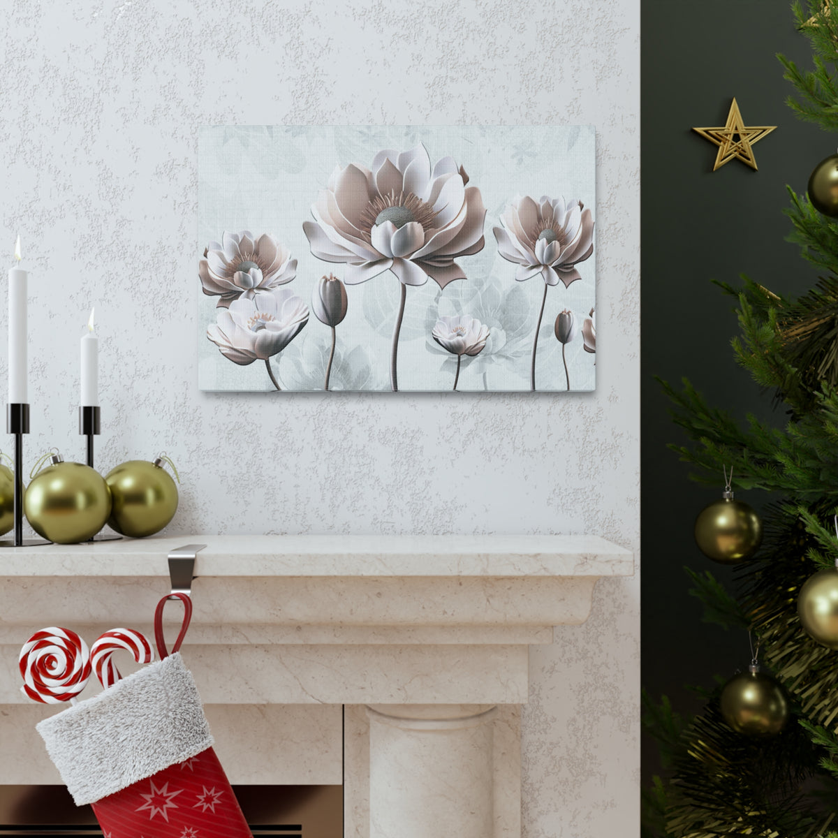 Simple Floral Painting 3D Flower Canvas Wall Art for Home Decor Ready-to-Hang-Express Your Love Gifts