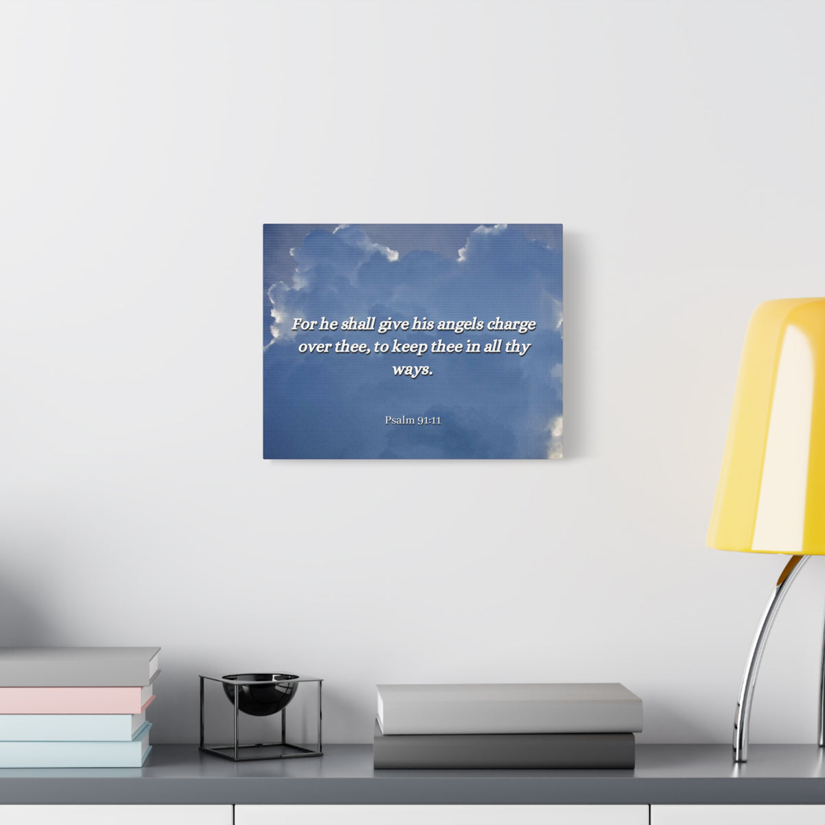 Scripture Canvas Angels Over Thee Psalm 91:11 Christian Wall Art Bible Verse Print Ready to Hang-Express Your Love Gifts