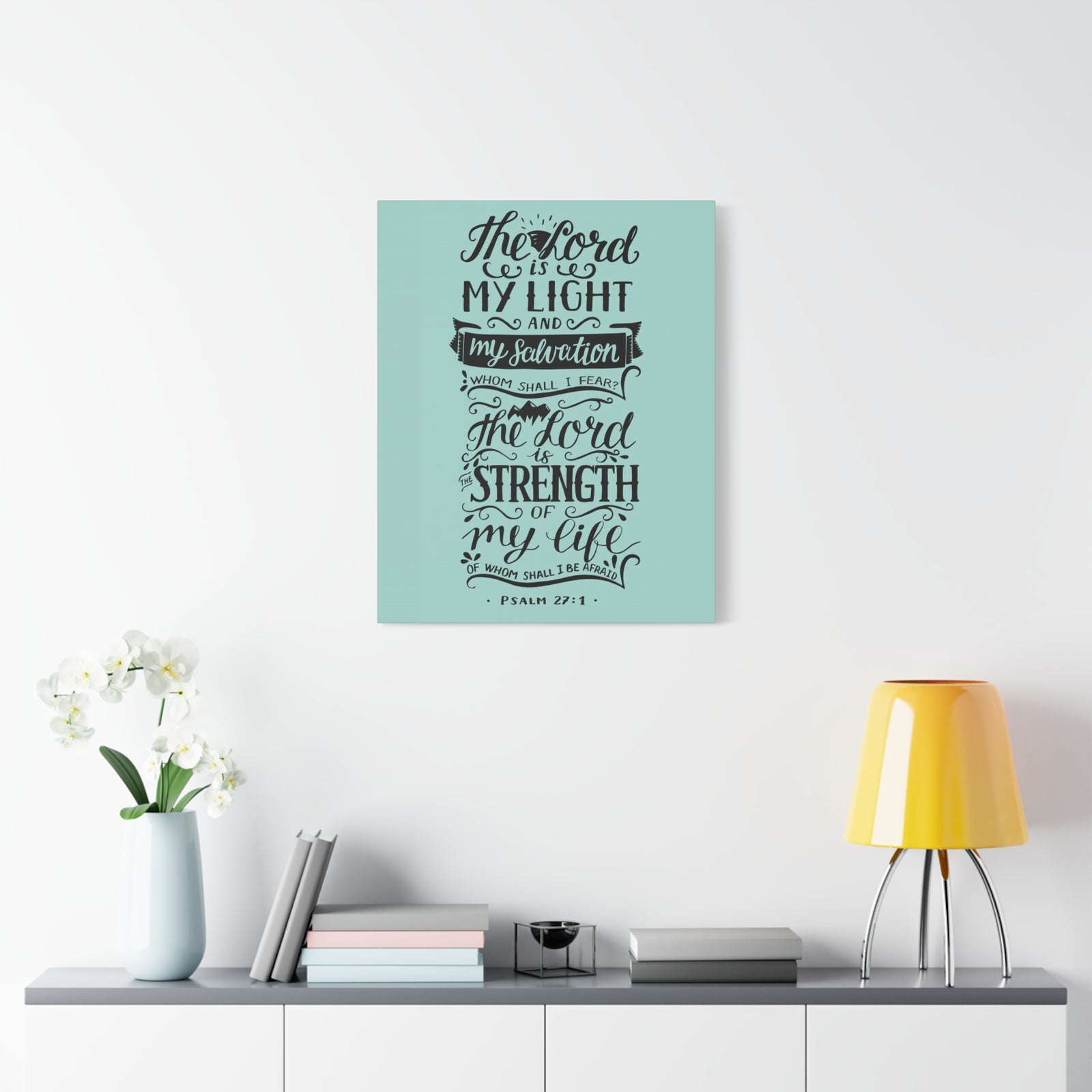 Scripture Canvas The Lord Is My Light Psalm 27 :1 Christian Wall Art Bible Verse Print Ready To Hang-Express Your Love Gifts