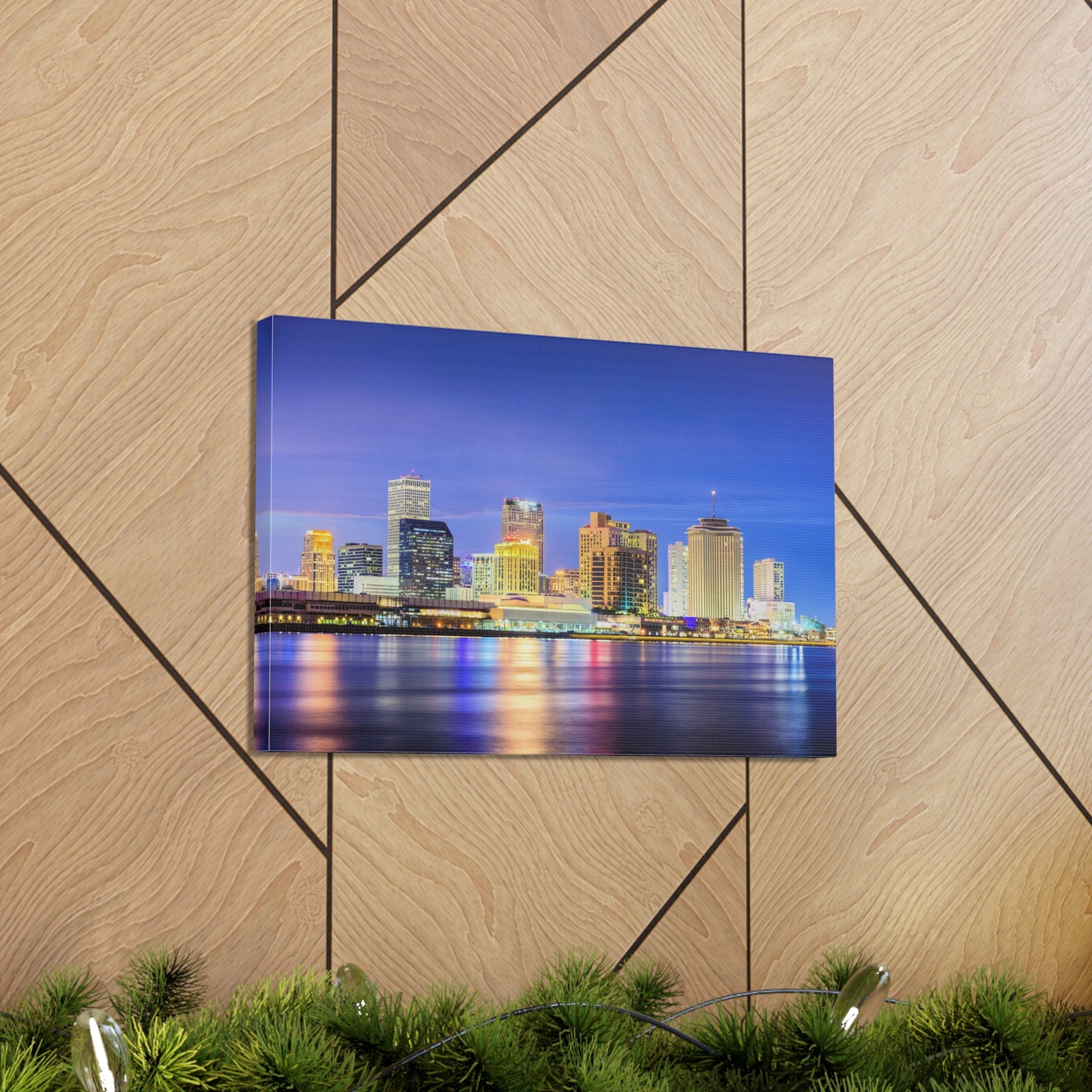 New Orleans Night Skyline Canvas Artwork High-Quality Breathtaking Stunning Cityscape for Home Decor Ready to Hang-Express Your Love Gifts