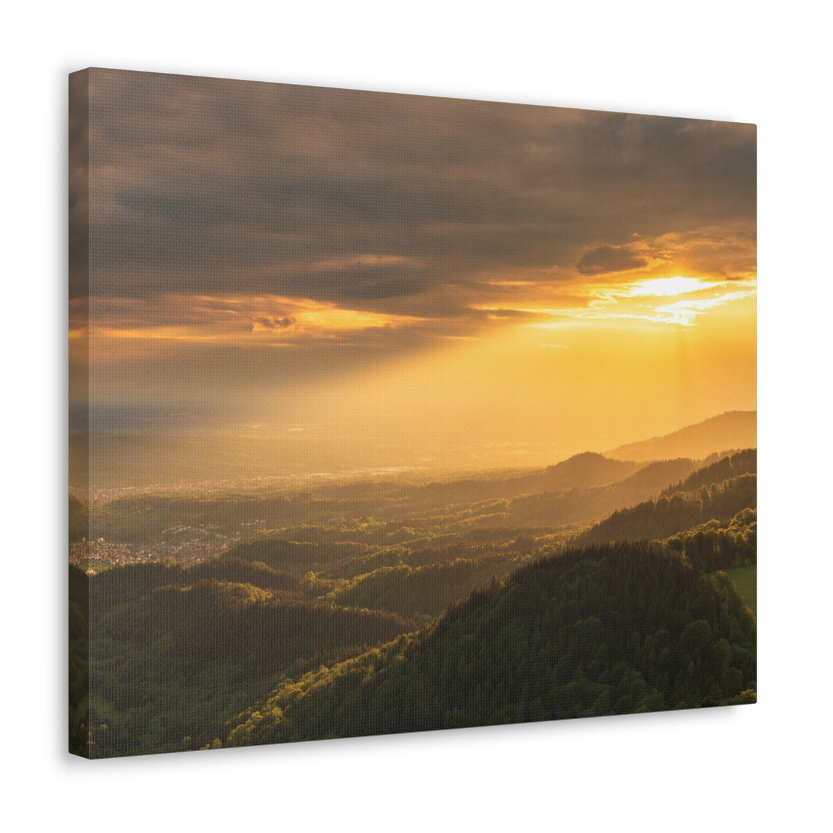 Sunrise Over Golden Mountains Nature Wilderness Photography Canvas Wall Art for Home Decor Ready-to-Hang-Express Your Love Gifts