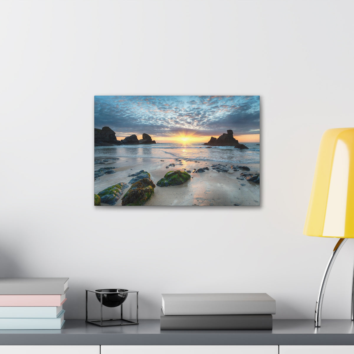 Sunset At Porthcothan Bay Canvas Wall Art for Home Decor Ready-to-Hang-Express Your Love Gifts