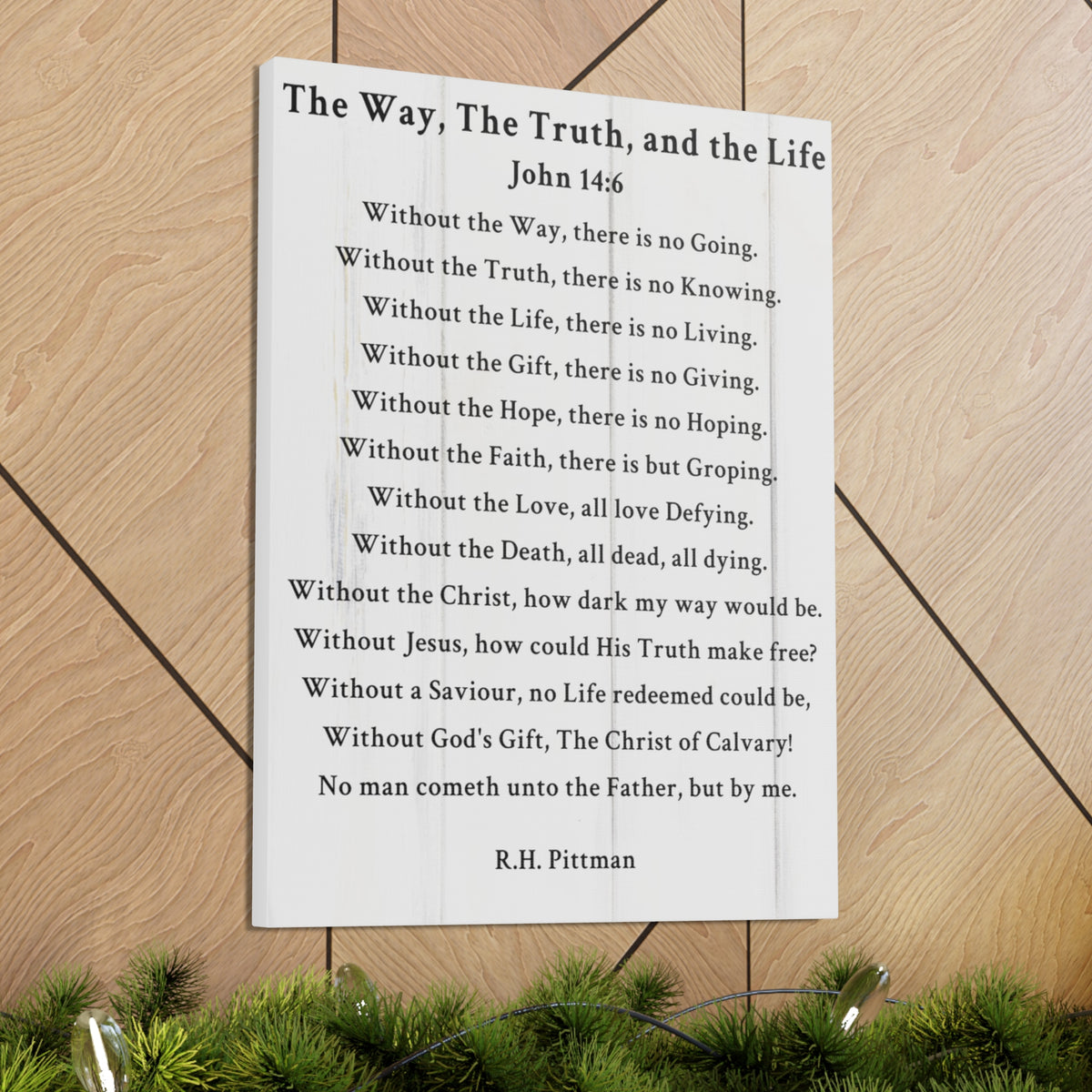 Scripture Walls Way Truth Life John 14:6 White Bible Verse Canvas Christian Wall Art Ready to Hang Unframed-Express Your Love Gifts