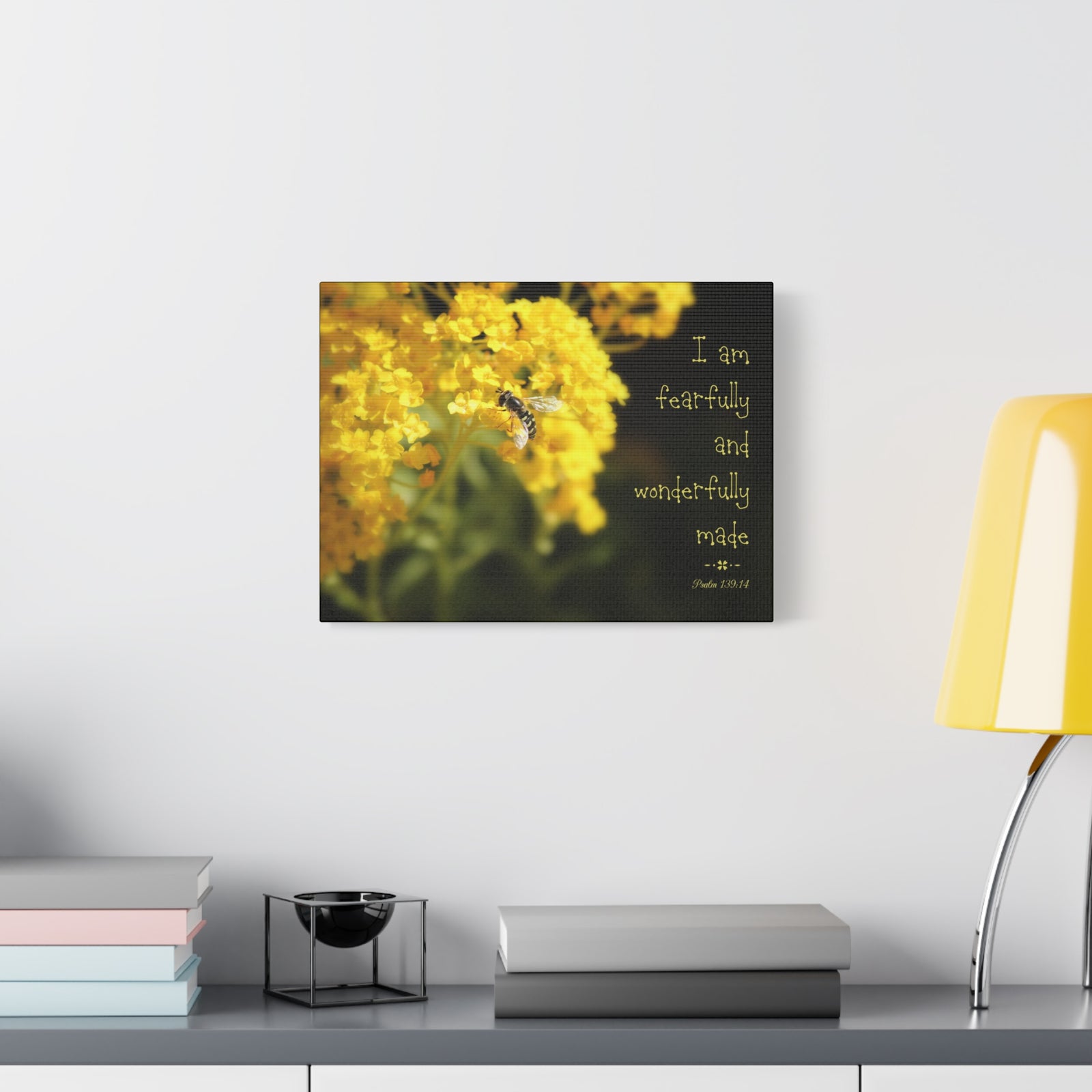 Scripture Walls Wonderfully Made Psalm 139:14 Bee Bible Verse Canvas Christian Wall Art Ready to Hang-Express Your Love Gifts
