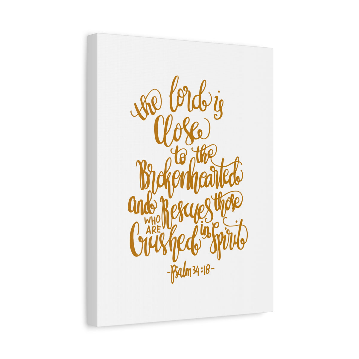Scripture Canvas The Lord Is Close Psalm 34:18 Christian Wall Art Bible Verse Print Ready To Hang-Express Your Love Gifts
