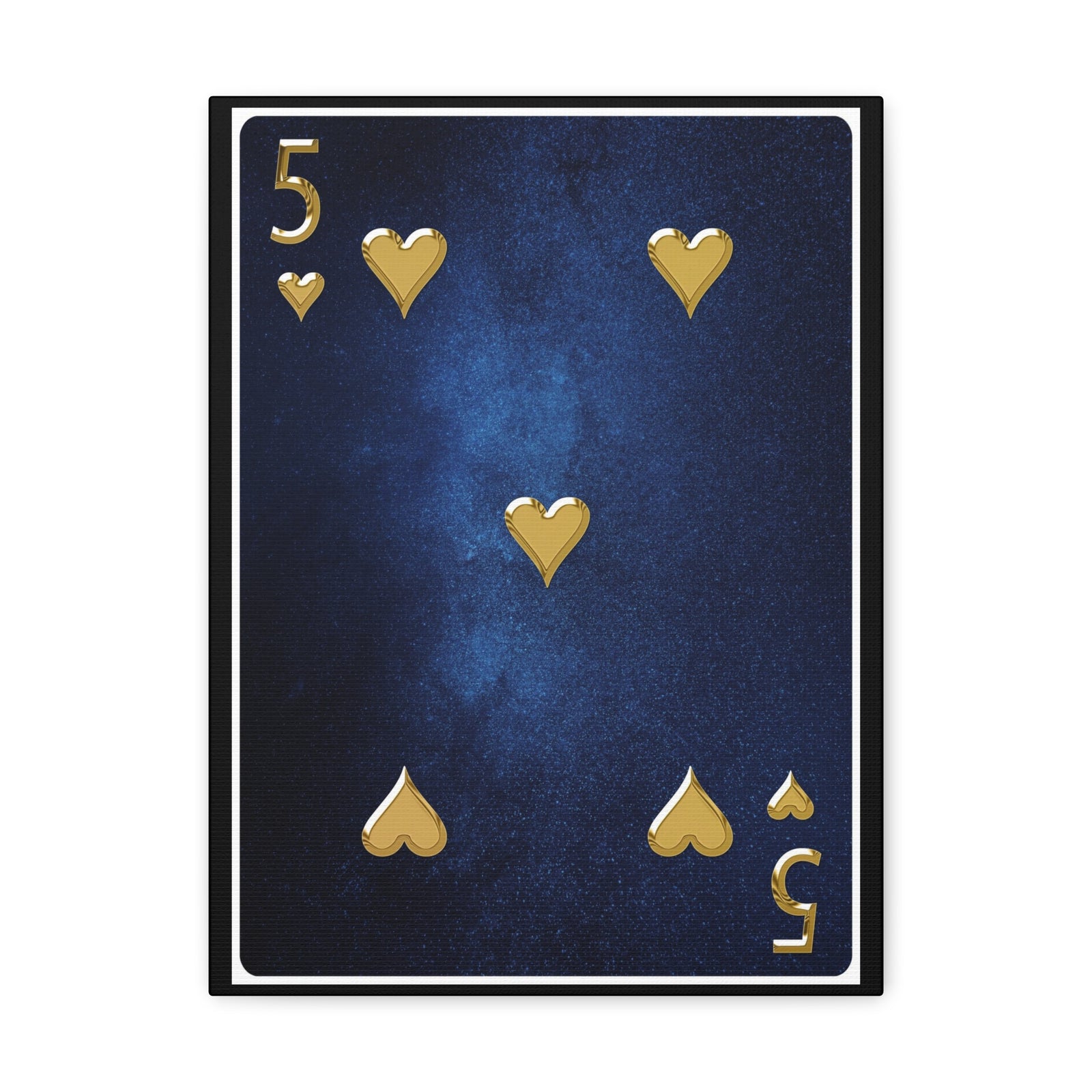 Five Of Hearts Space Background Playing Card Canvas Wall Art for Home Decor Ready-to-Hang-Express Your Love Gifts