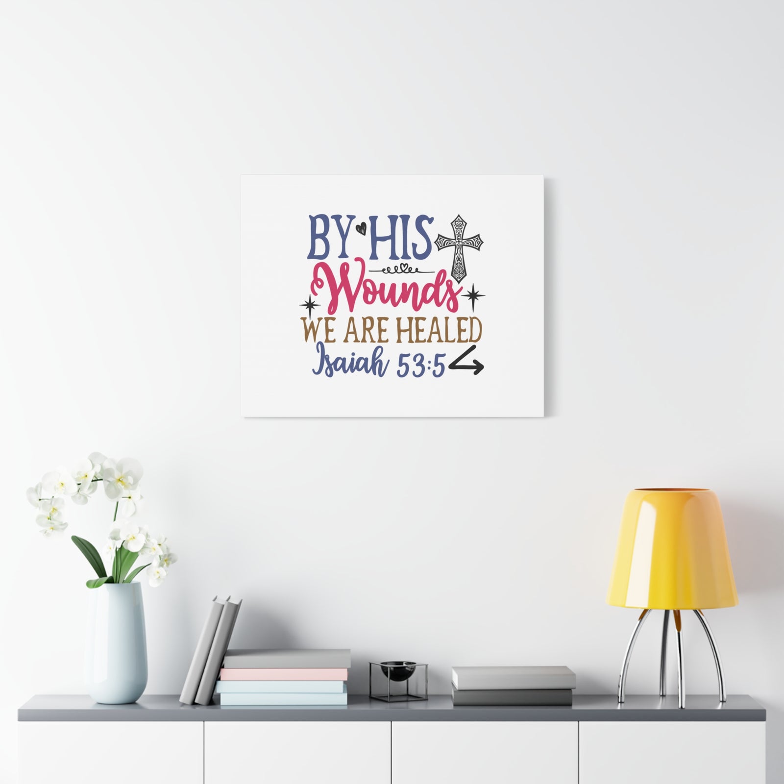 Scripture Walls Isaiah 53:5 Rubies Bible Verse Canvas Christian Wall Art Ready to Hang Unframed-Express Your Love Gifts