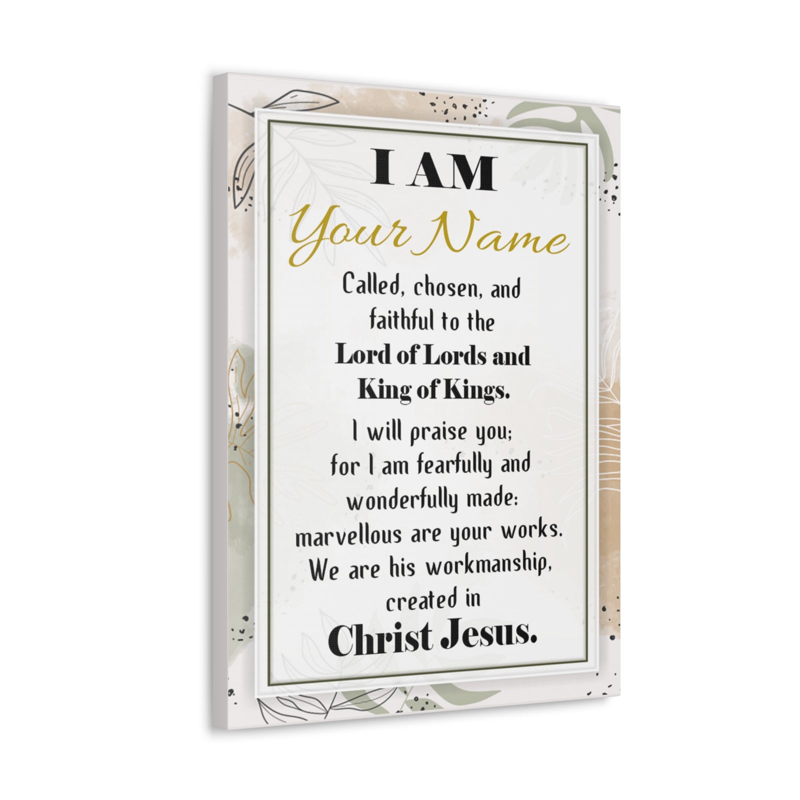 Personalized Called Chosen in Christ's Workmanship Bible Chapter Canvas Christian Wall Art Ready to Hang-Express Your Love Gifts