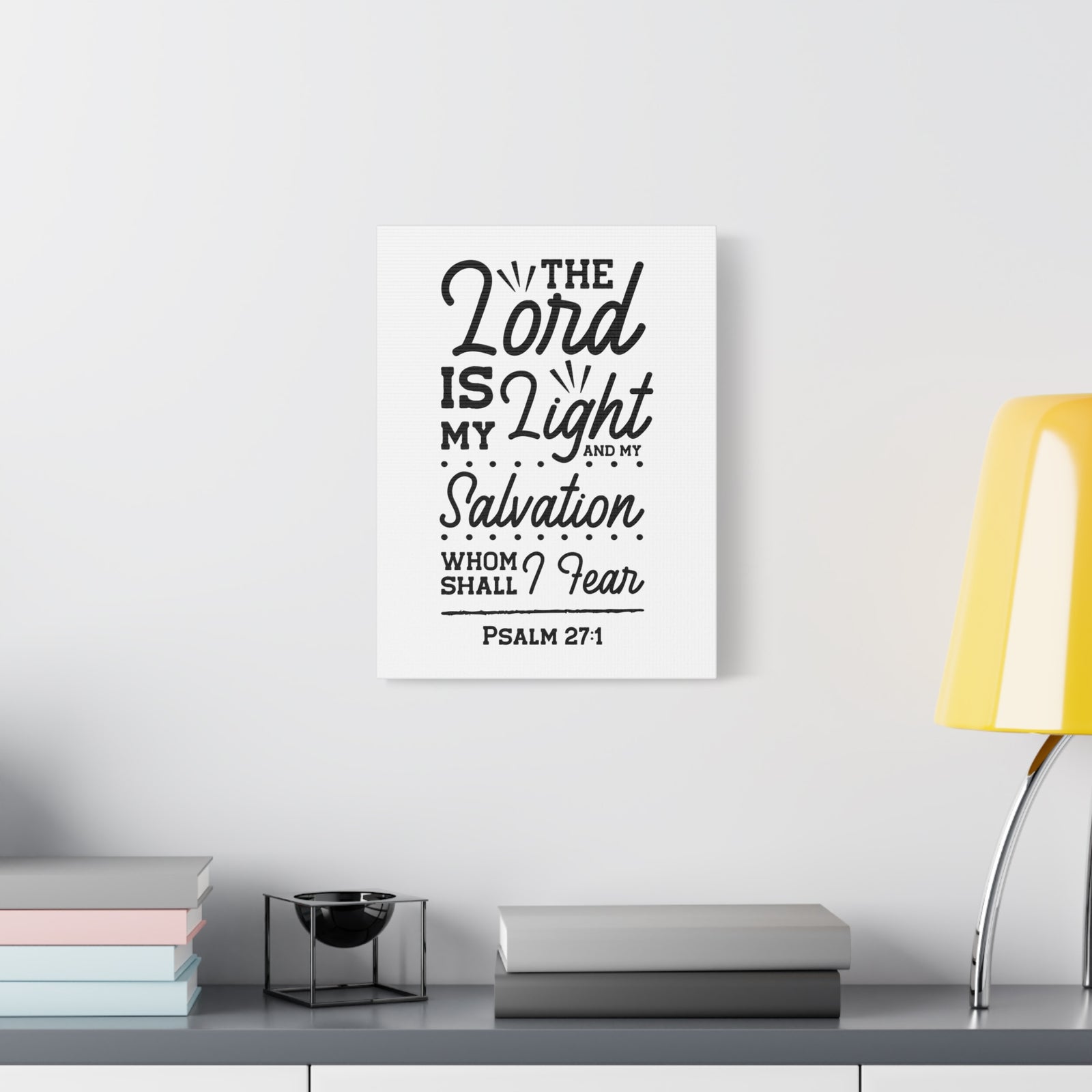 Scripture Canvas Lord Is My Light Psalm 27:1 Christian Wall Art Bible Verse Print Ready to Hang-Express Your Love Gifts