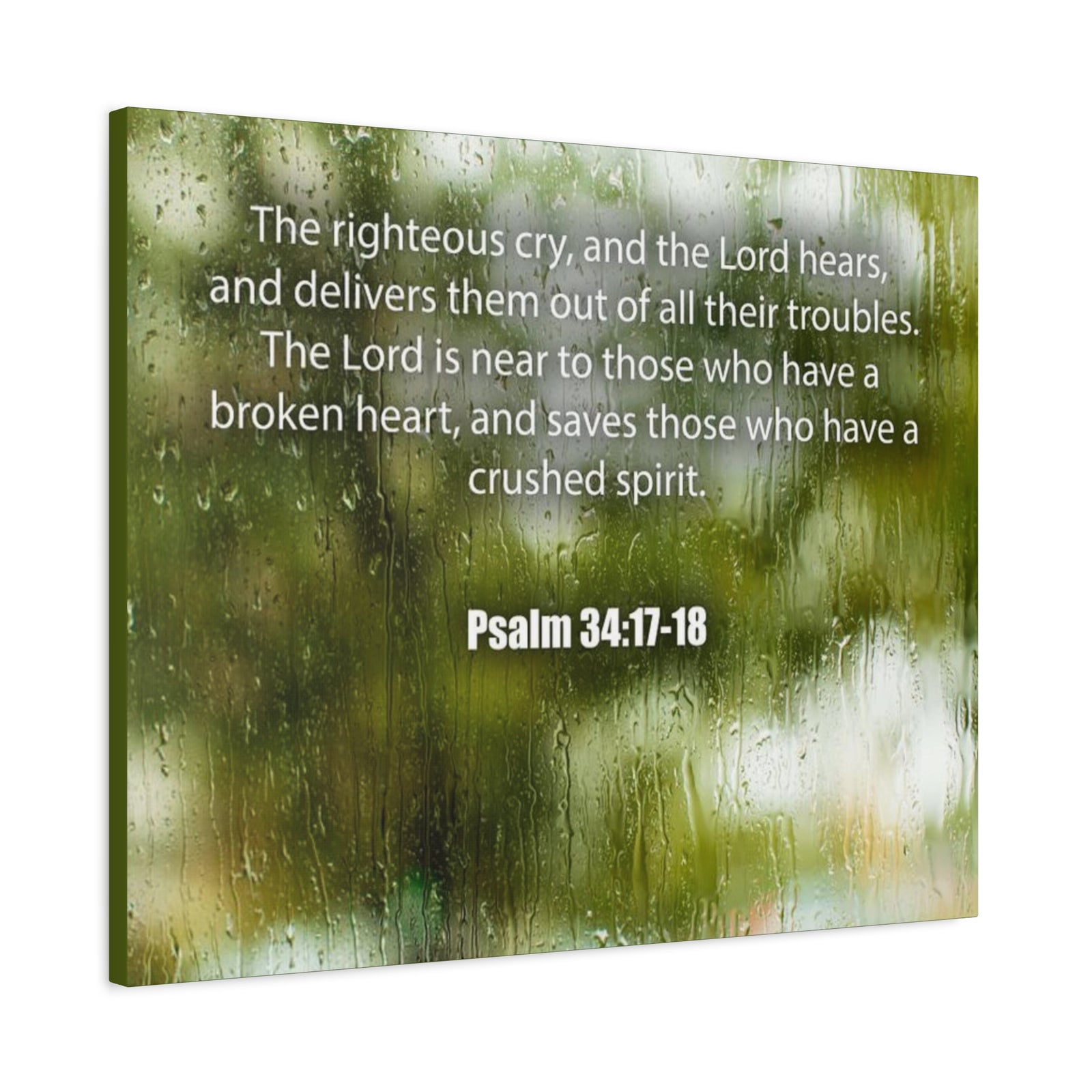 Scripture Canvas The Righteous Cry Psalm 34:17-18 Christian Wall Art Bible Verse Print Ready to Hang-Express Your Love Gifts