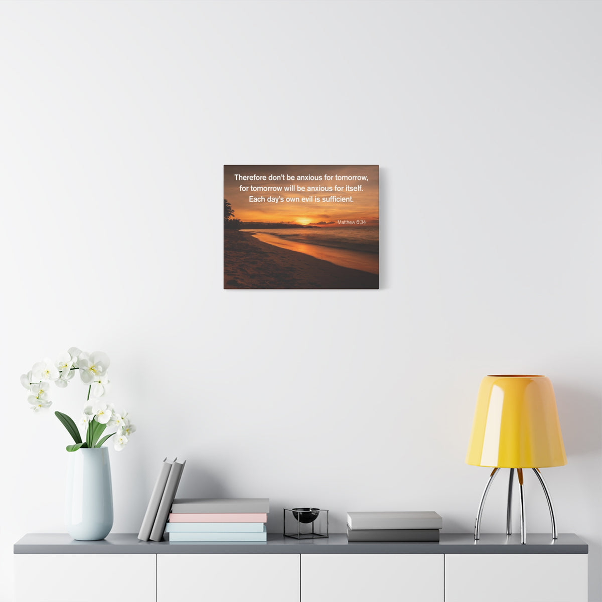 Scripture Walls Don't Be Anxious for Tomorrow Matthew 6:34 Christian Wall Art Print Ready to Hang Unframed-Express Your Love Gifts