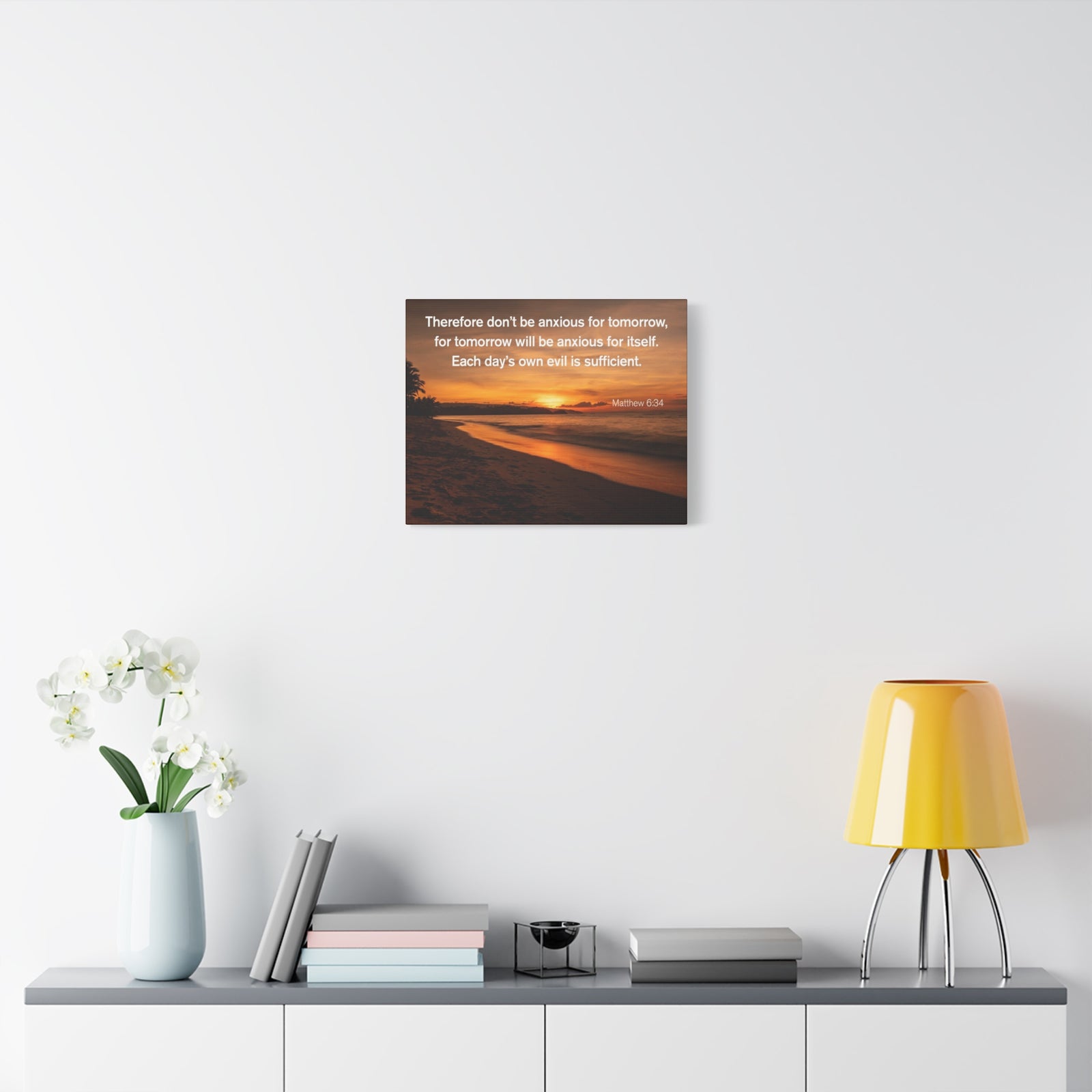 Scripture Walls Don't Be Anxious for Tomorrow Matthew 6:34 Christian Wall Art Print Ready to Hang Unframed-Express Your Love Gifts