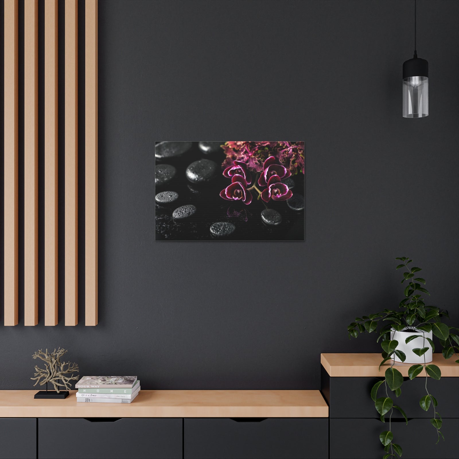 Dark Cherry Orchid Forest Floral Nature Photography Canvas Wall Art for Home Decor Ready-to-Hang-Express Your Love Gifts