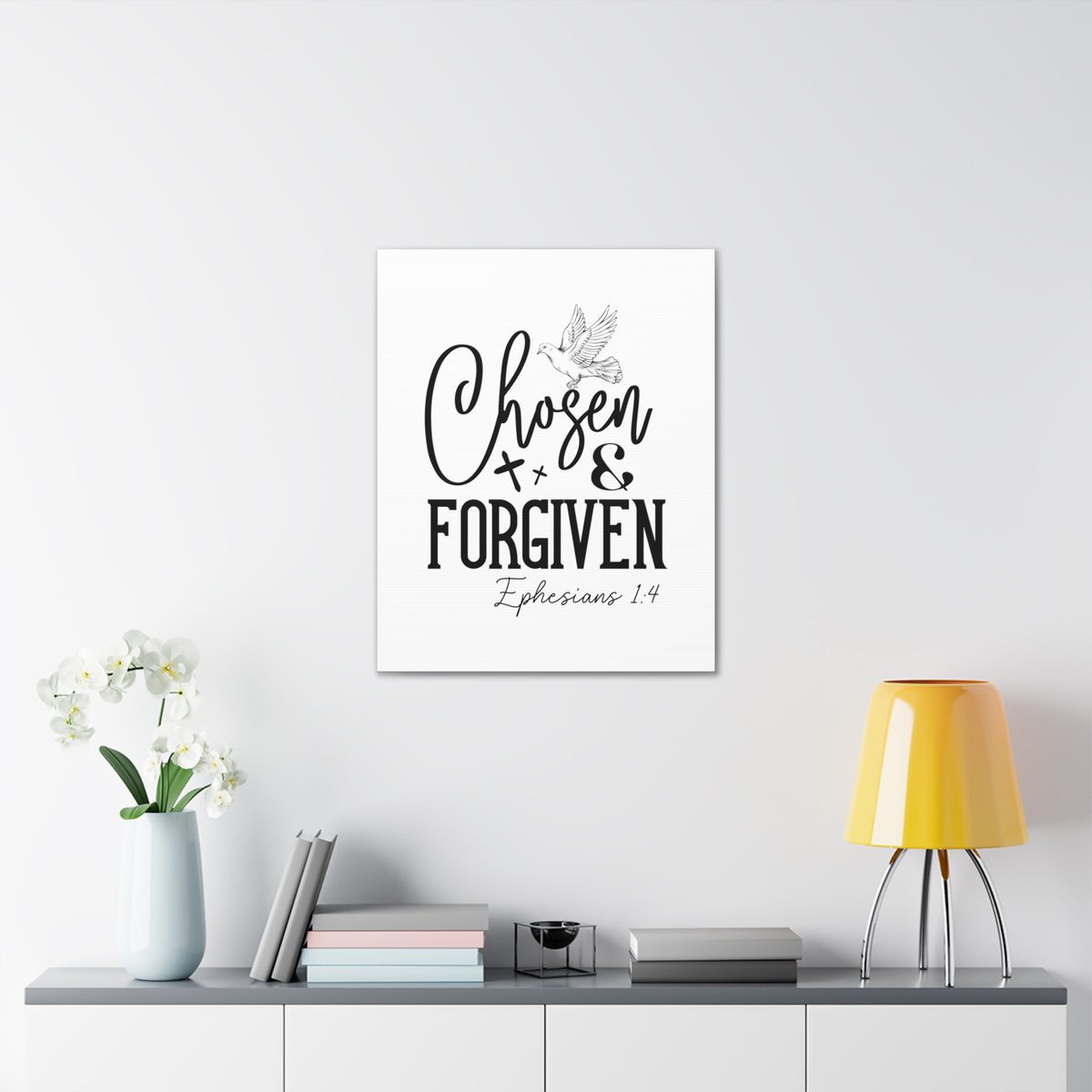 Scripture Walls Ephesians 1:4 Chosen & Forgiven Bible Verse Canvas Christian Wall Art Ready to Hang Unframed-Express Your Love Gifts