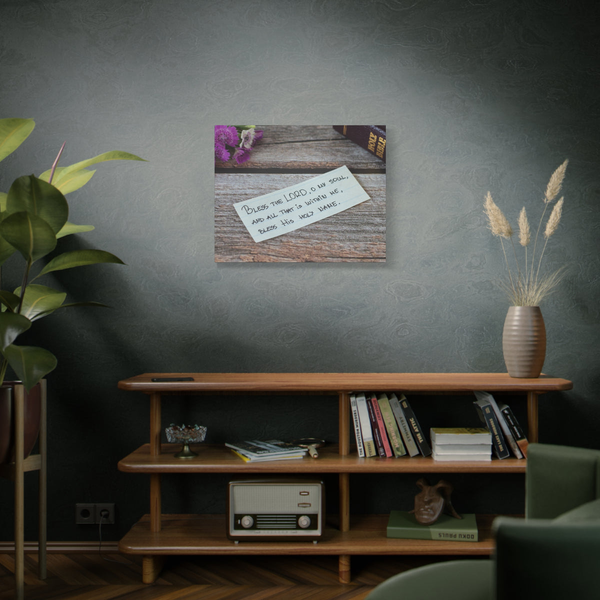Scripture Canvas Bless The Lord Psalm 103:1 Wood Christian Wall Art Bible Verse Print Ready to Hang-Express Your Love Gifts