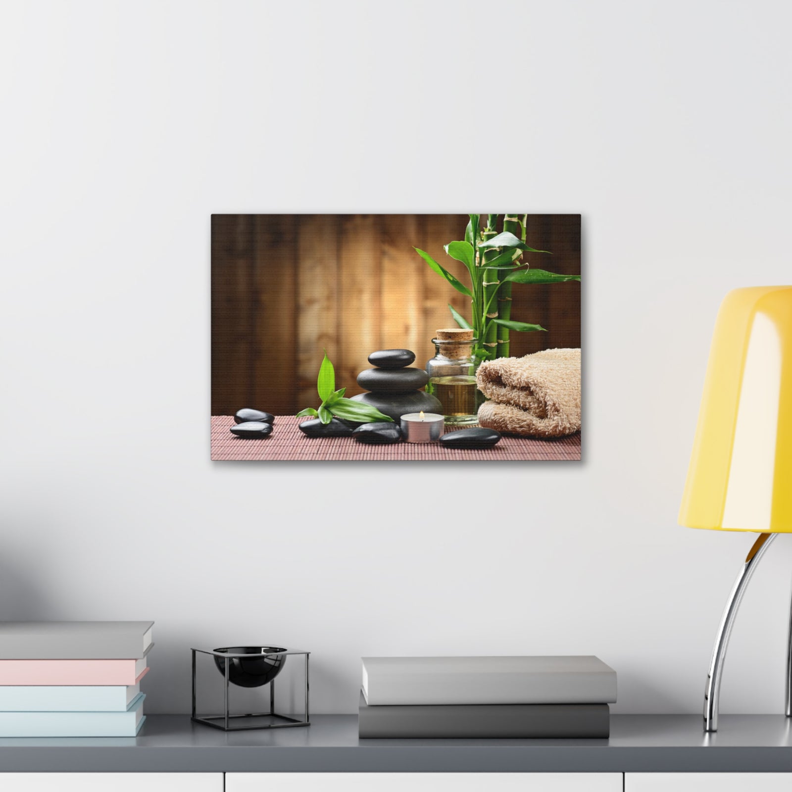 Zen Stones and Bamboo Forest Floral Nature Photography Canvas Wall Art for Home Decor Ready-to-Hang-Express Your Love Gifts