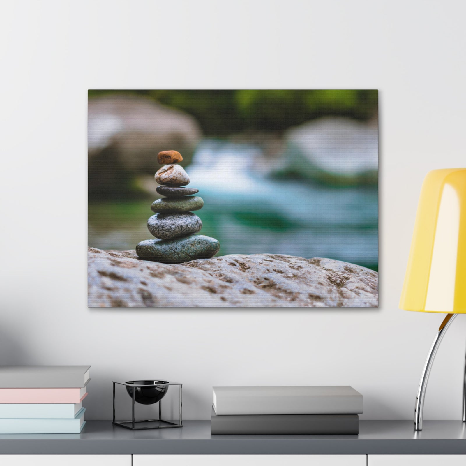 Rocks Stacked in Balance Forest Floral Nature Photography Canvas Wall Art for Home Decor Ready-to-Hang-Express Your Love Gifts
