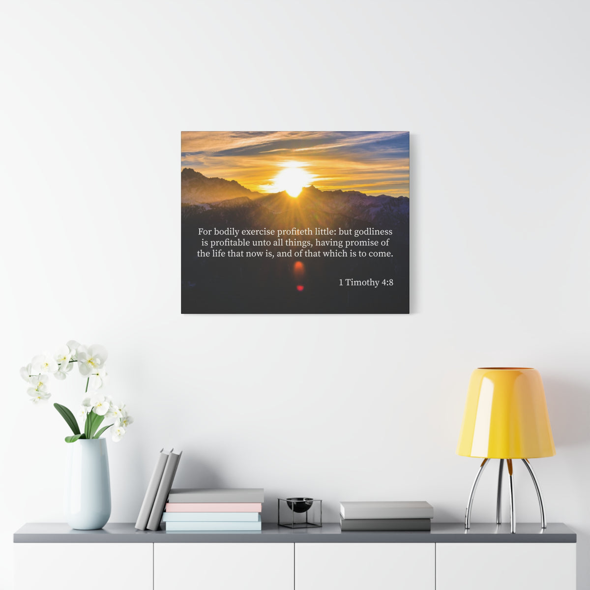 Scripture Canvas Godliness 1 Timothy 4:8 Christian Wall Art Bible Verse Print Ready to Hang-Express Your Love Gifts