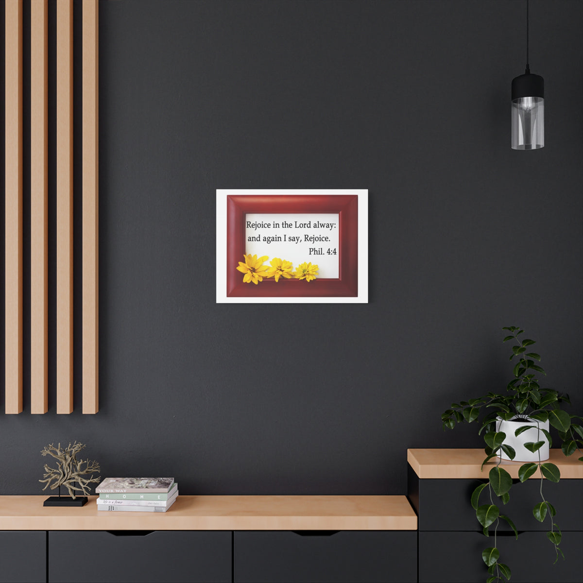 Scripture Walls Rejoice In The Lord Frame Philippians 4:4 Bible Verse Canvas Christian Wall Art Ready to Hang-Express Your Love Gifts
