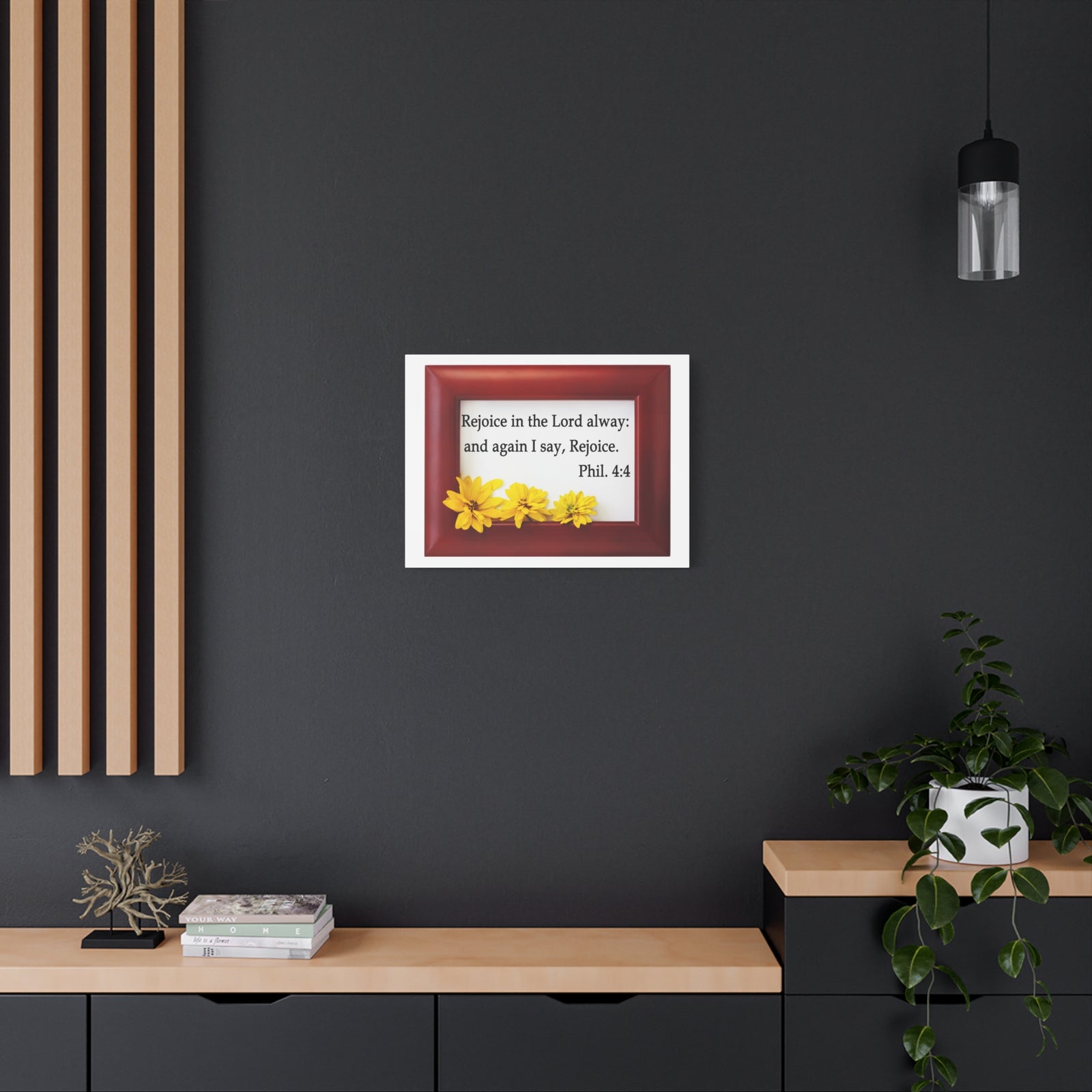 Scripture Walls Rejoice In The Lord Frame Philippians 4:4 Bible Verse Canvas Christian Wall Art Ready to Hang-Express Your Love Gifts