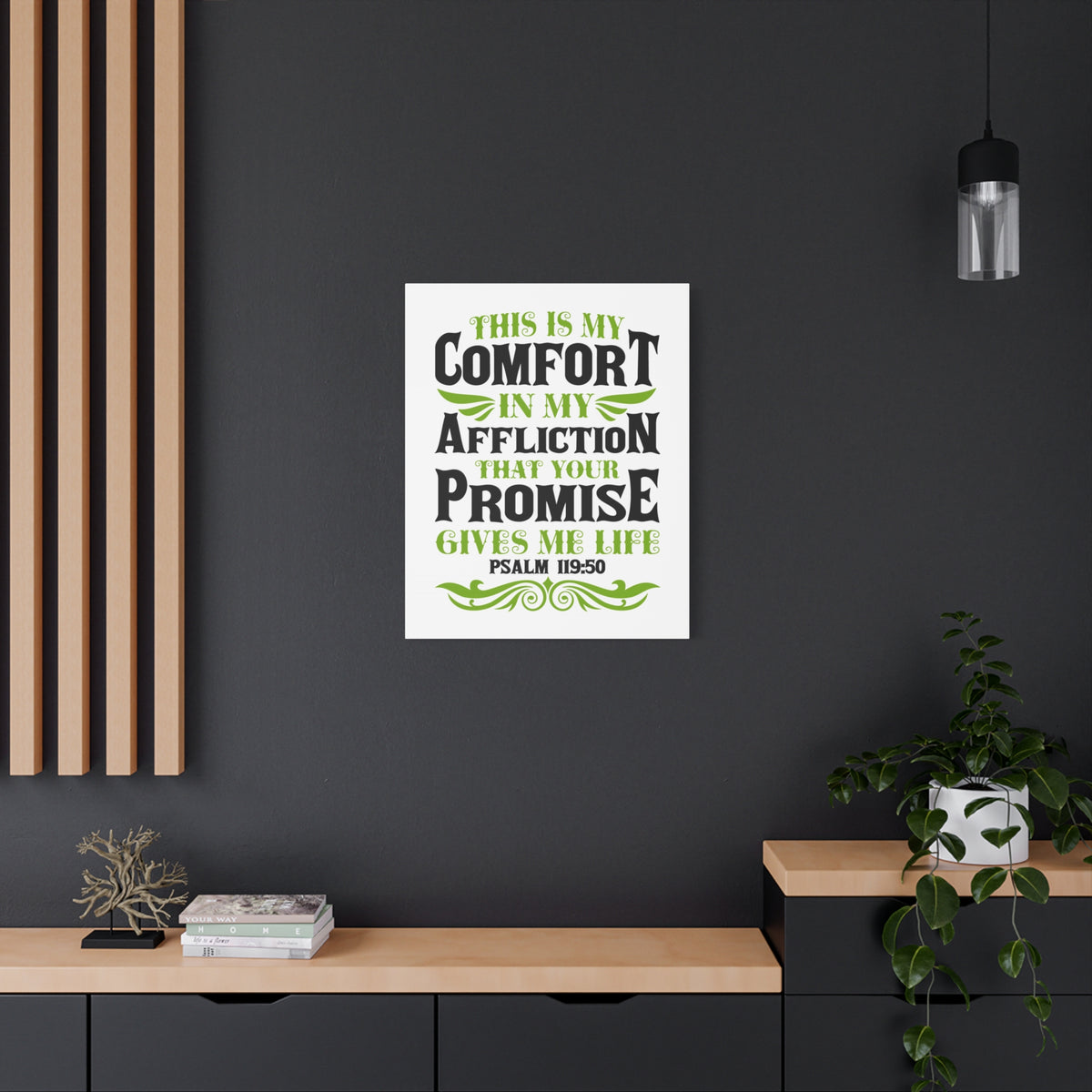 Scripture Canvas Gives Me Life Psalm 119:50 Christian Wall Art Bible Verse Print Ready to Hang-Express Your Love Gifts