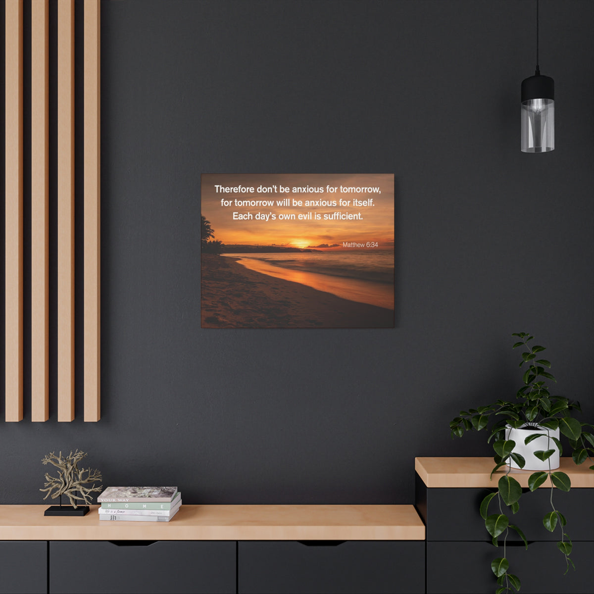 Scripture Walls Don't Be Anxious for Tomorrow Matthew 6:34 Christian Wall Art Print Ready to Hang Unframed-Express Your Love Gifts