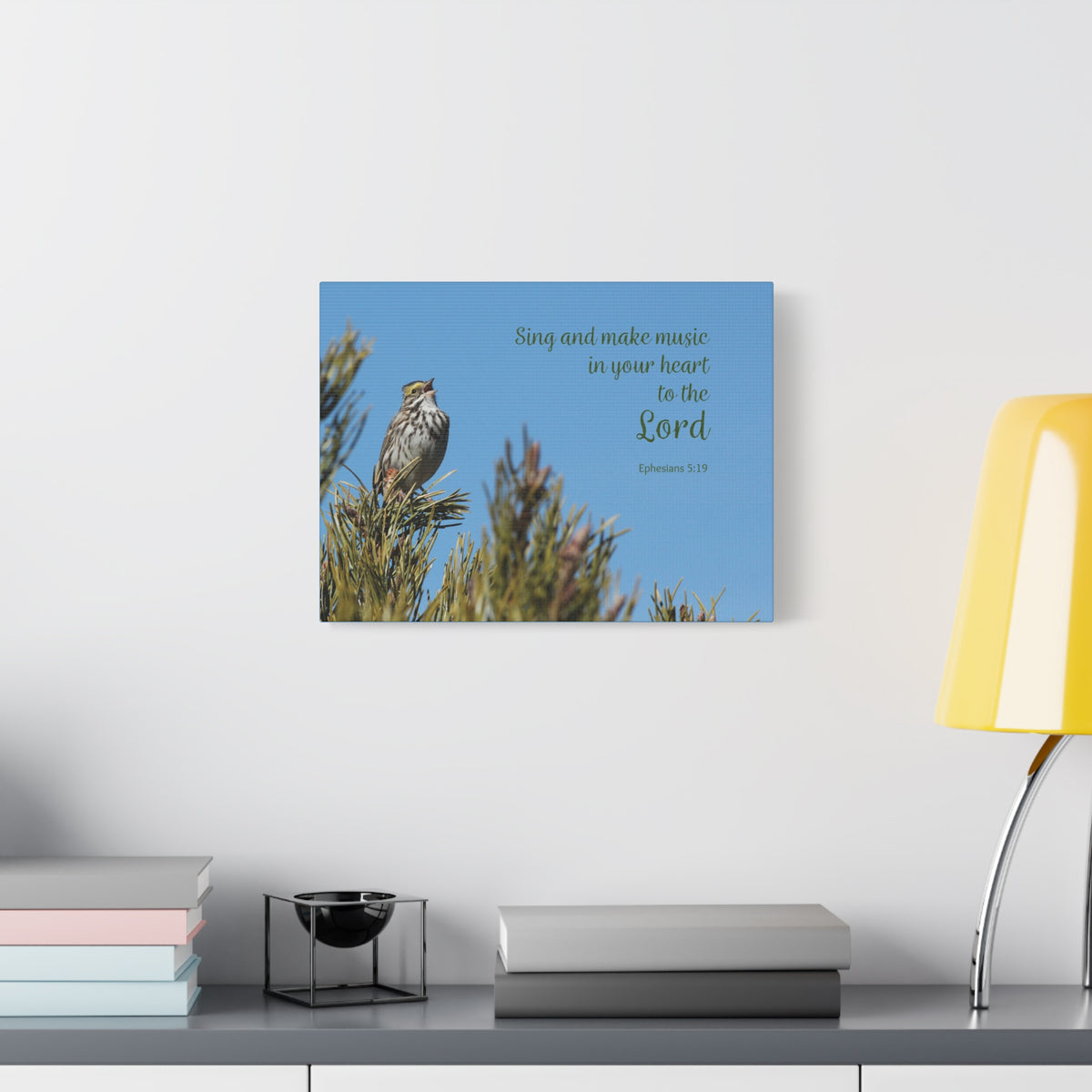 Scripture Canvas In Your Heart Ephesians 5:19 Christian Wall Art Bible Verse Print Ready to Hang-Express Your Love Gifts