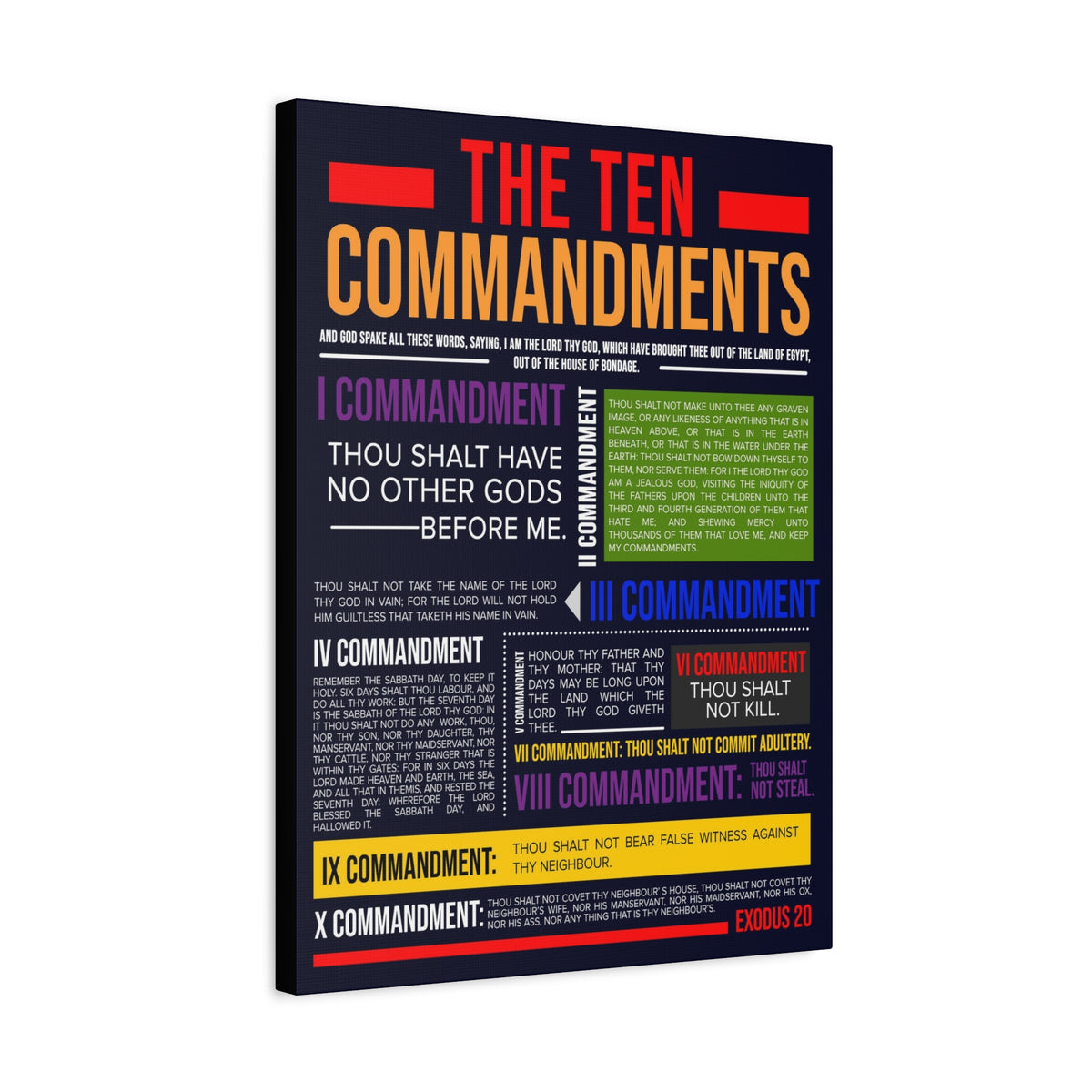 Ten Commandments Canvas Print Scripture Wall Art Christian Home Decor-Express Your Love Gifts
