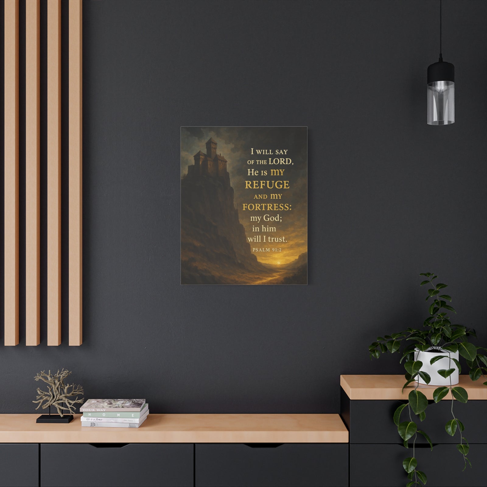 Bible Verse Canvas Psalm 91:2 Christian Home Décor Wall Art Scripture Ready to Hang Faith Print-Express Your Love Gifts