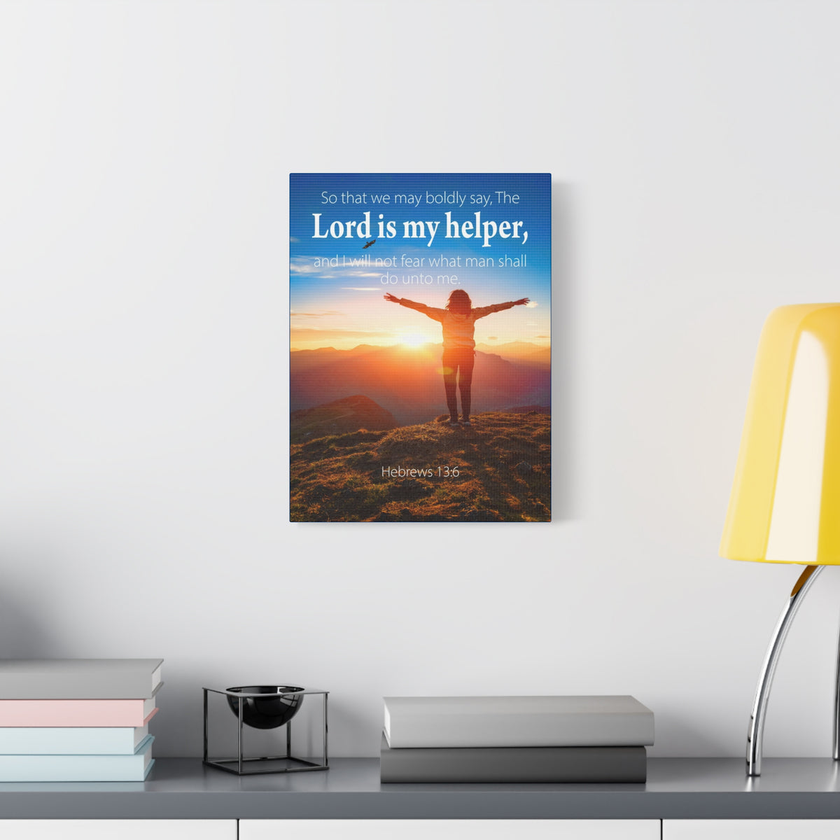 Scripture Walls Lord is My Helper Hebrews 13:6 Bible Verse Canvas Christian Wall Art Ready to Hang Unframed-Express Your Love Gifts