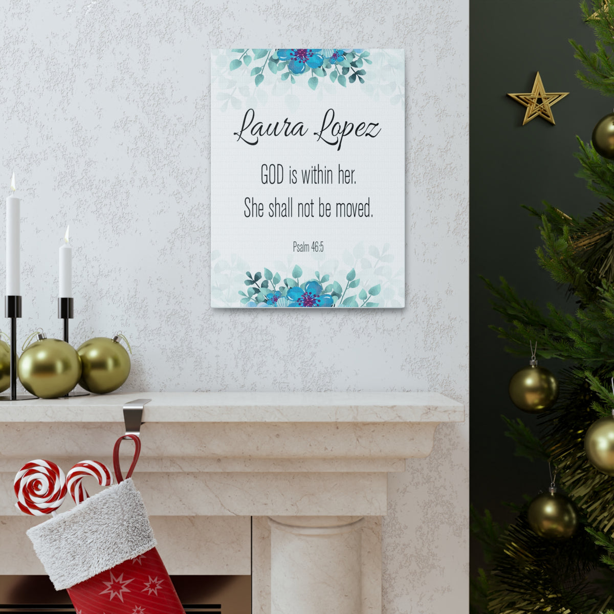 Personalized Scripture Walls God Is Within Her Psalm 46:5 Bible Chapter Canvas Christian Wall Art Ready to Hang-Express Your Love Gifts