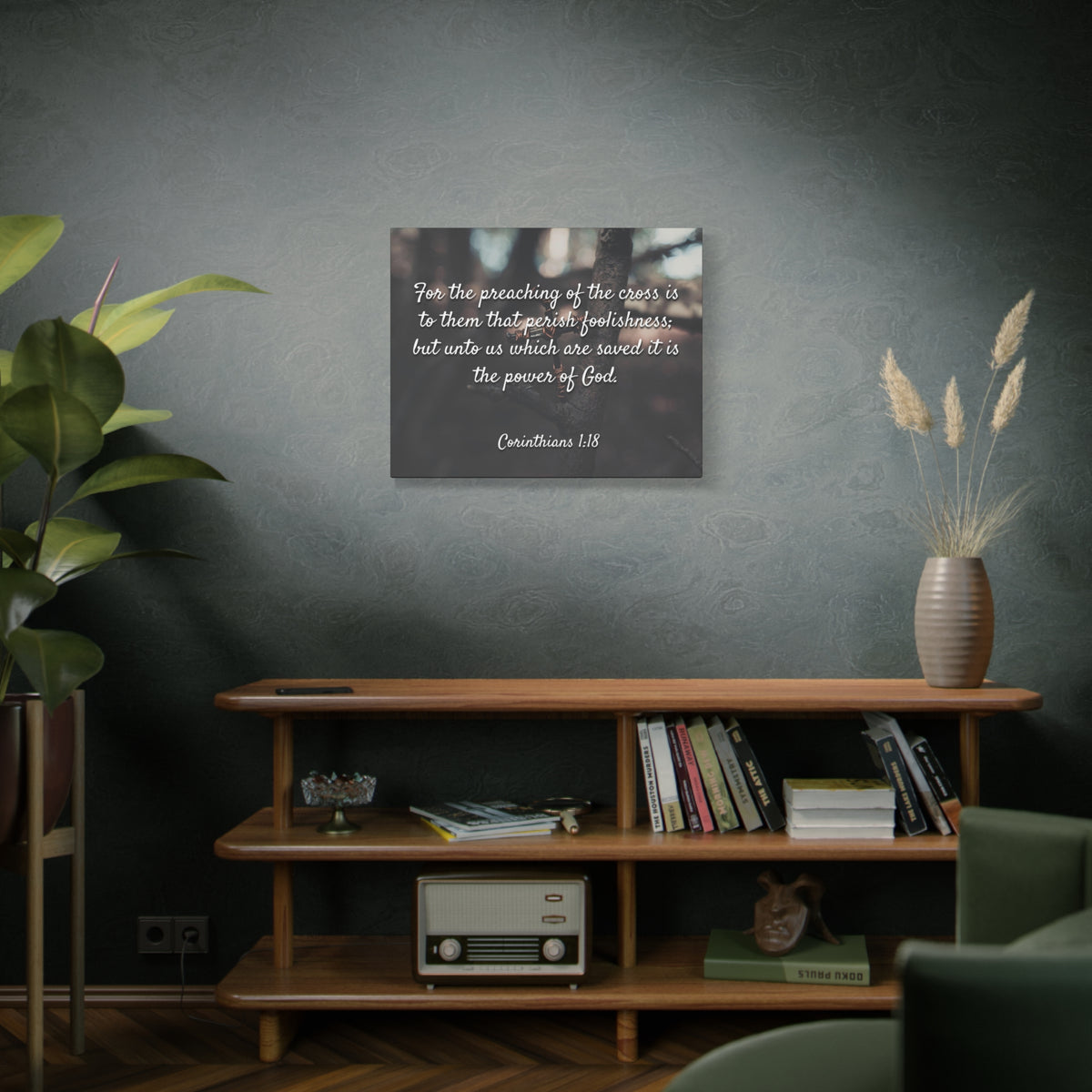 Scripture Canvas The Cross 1 Corinthians 1:18 Christian Wall Art Bible Verse Print Ready to Hang-Express Your Love Gifts