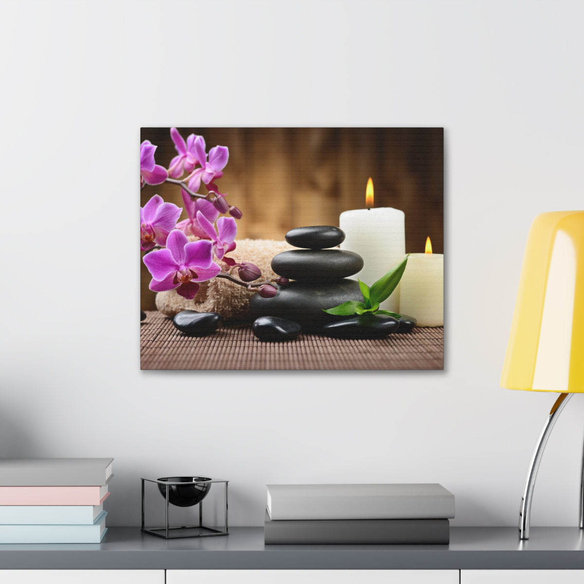 Stones and Bamboo Forest Floral Nature Photography Canvas Wall Art for Home Decor Ready-to-Hang-Express Your Love Gifts