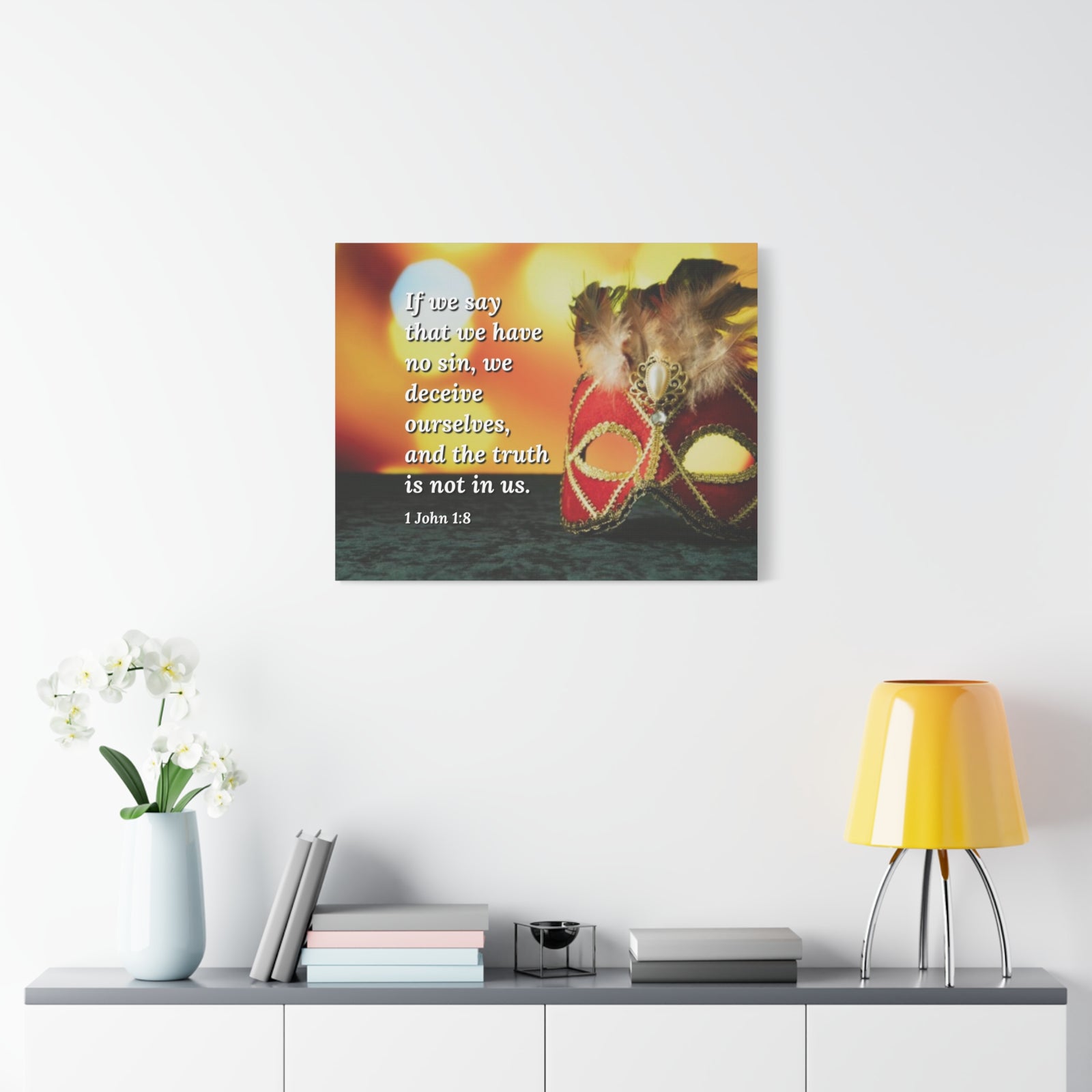 Scripture Canvas The Truth 1 John 1:8 Christian Wall Art Bible Verse Print Ready to Hang-Express Your Love Gifts