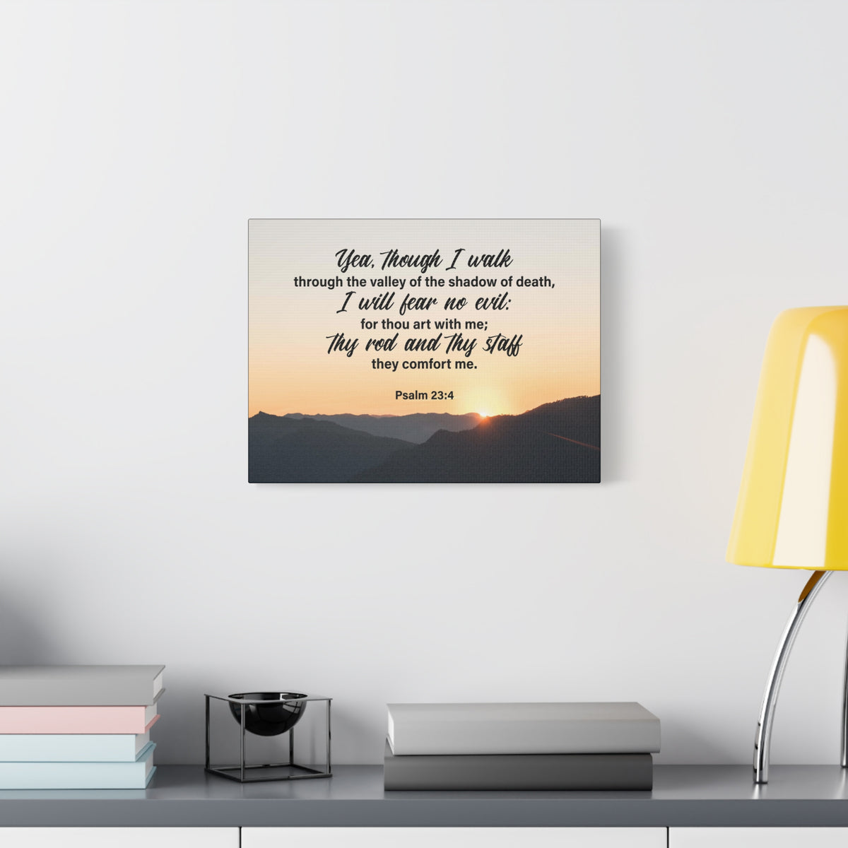 Bible Verse Canvas I WIll Fear No Evil Psalm 23:4 Wall Art Christian Home Decor Psalm 23:4-Express Your Love Gifts