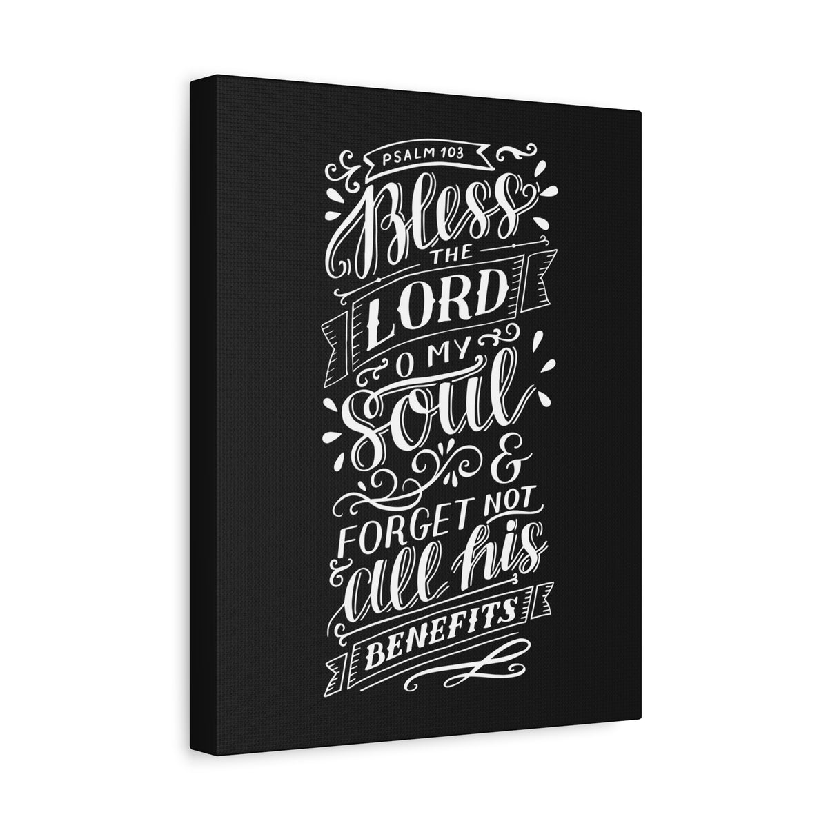 Scripture Canvas O My Soul Psalm 103 Black Christian Wall Art Bible Verse Print Ready to Hang-Express Your Love Gifts