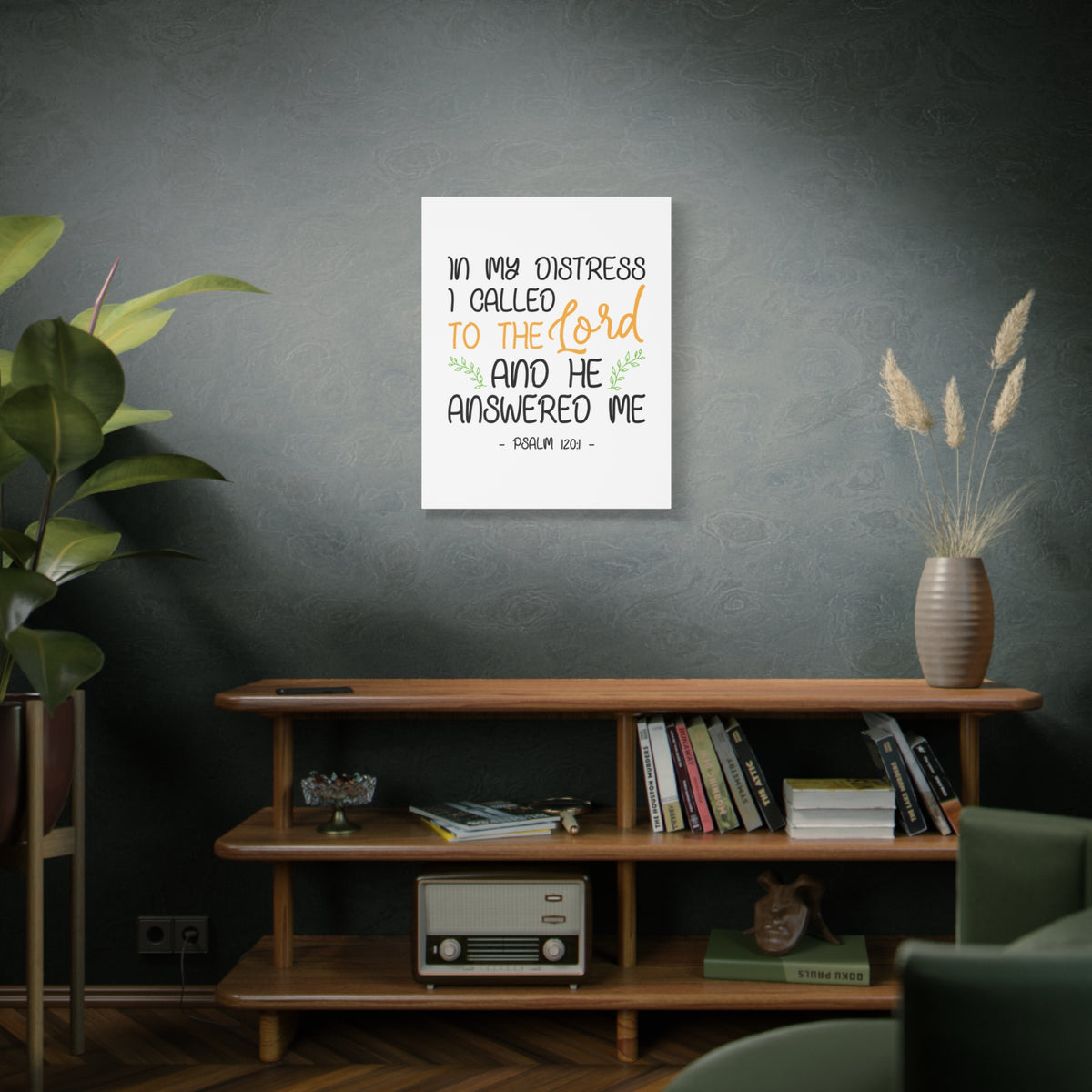 Scripture Canvas He Answered Me Psalm 120:1 Christian Wall Art Bible Verse Print Ready to Hang-Express Your Love Gifts