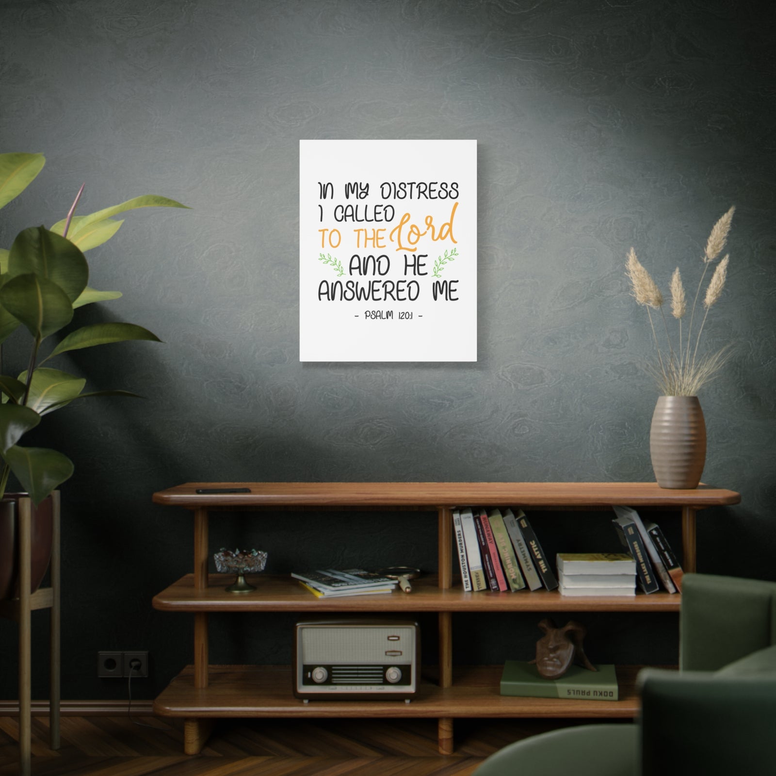Scripture Canvas He Answered Me Psalm 120:1 Christian Wall Art Bible Verse Print Ready to Hang-Express Your Love Gifts