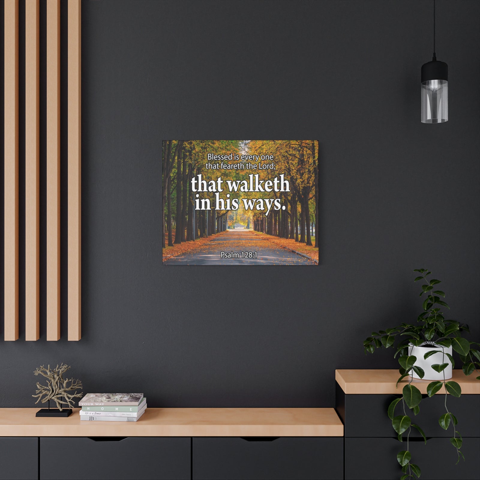 Scripture Canvas Blessed is Every One Psalm 128:1 Christian Wall Art Bible Verse Print Ready to Hang-Express Your Love Gifts